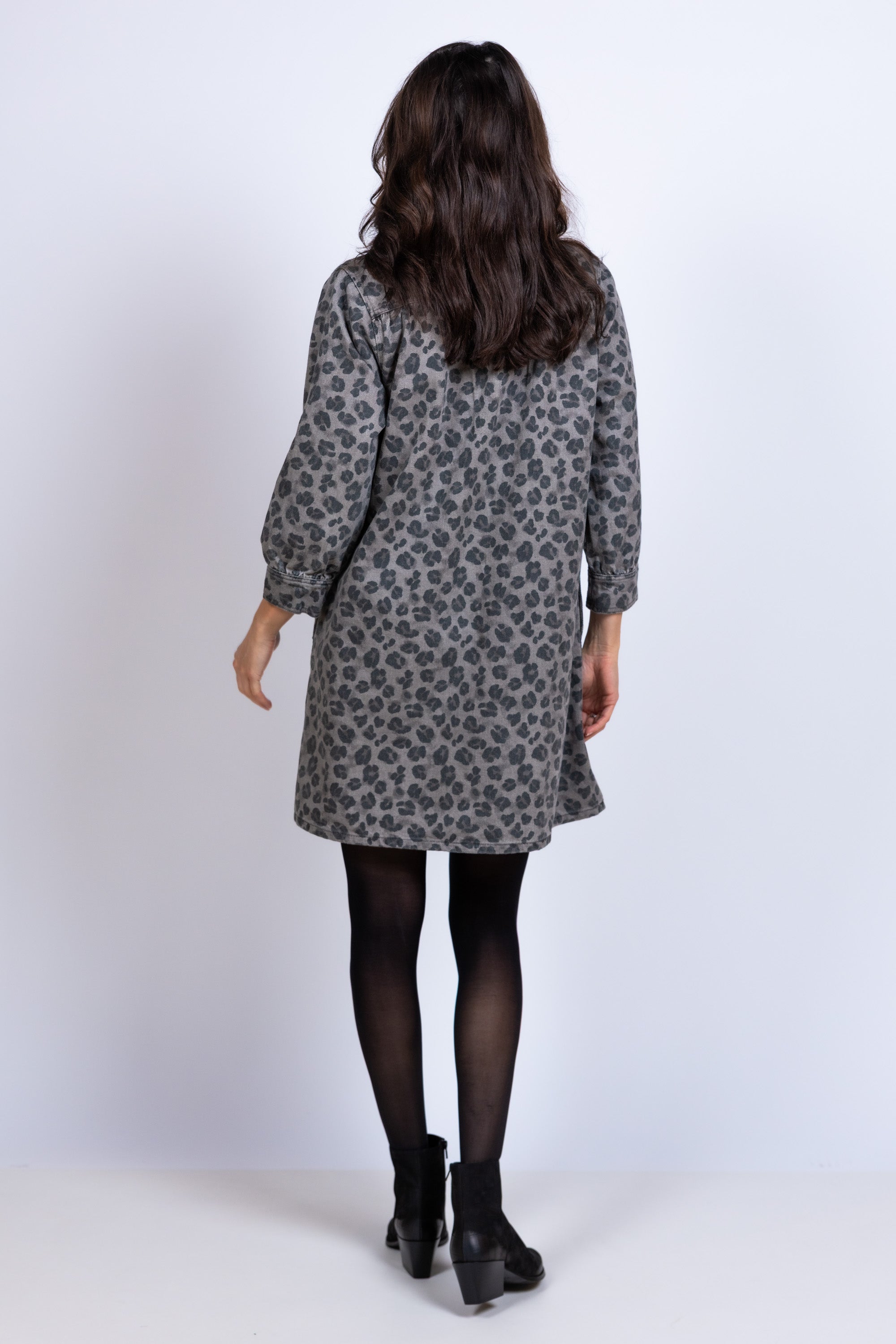 Jurk met print - Grijsdenim