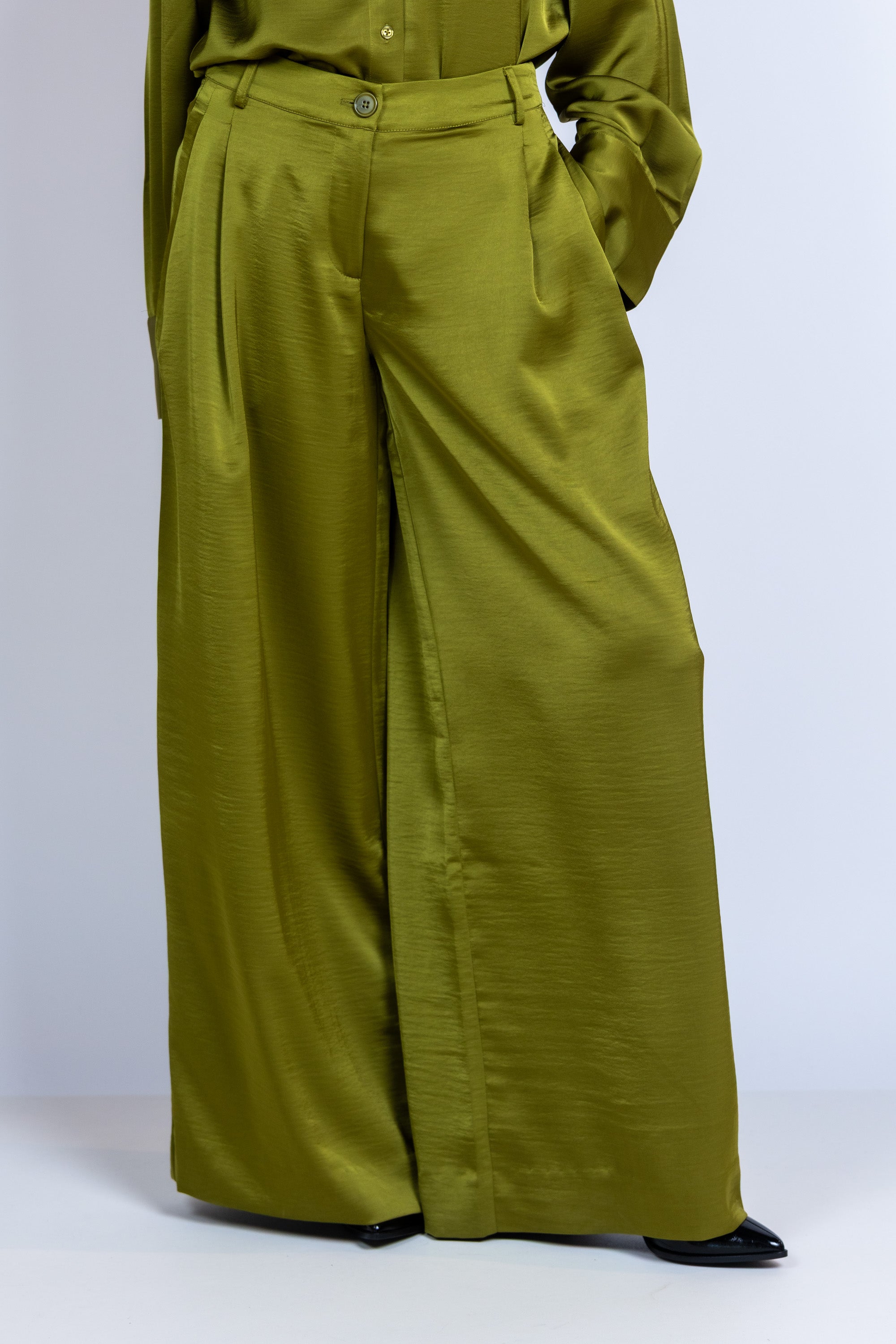 Wijde pantalon - Appelgroen