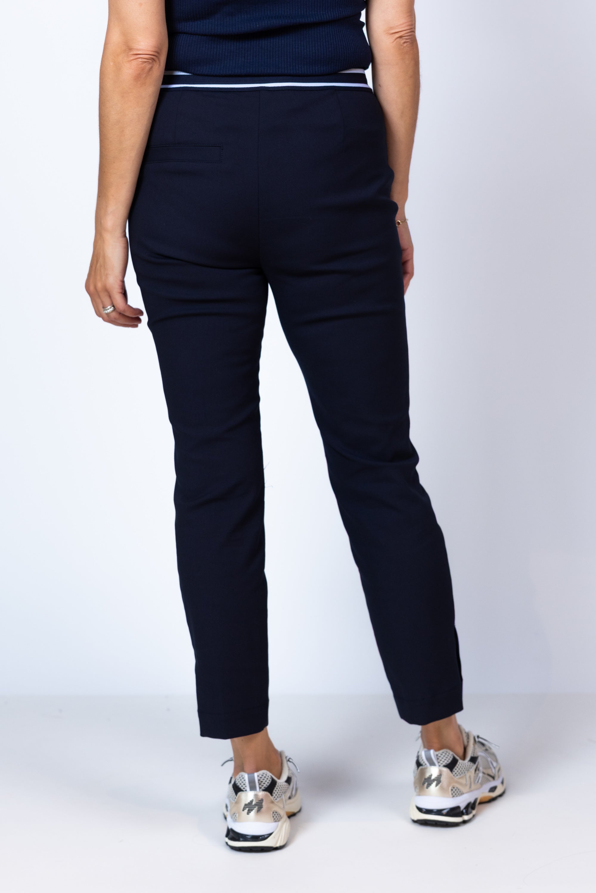Broek met streep tailleband - Marine