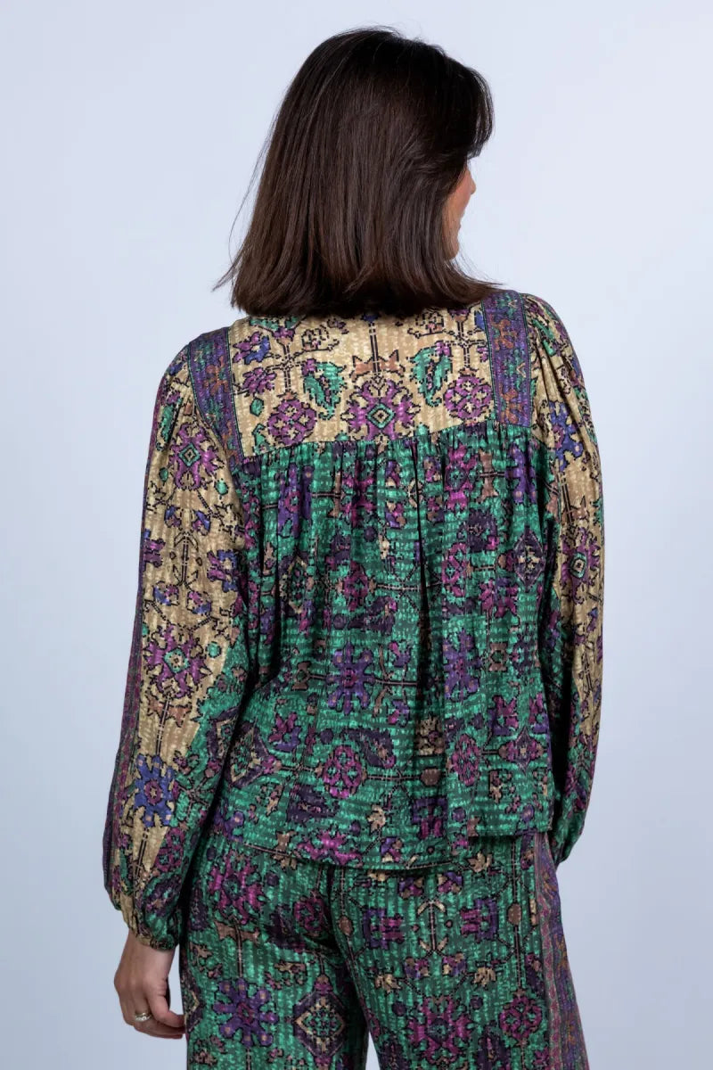 BA&SH BA&SH PAMILA BLOUSE Blouse met print - Flessegroen
