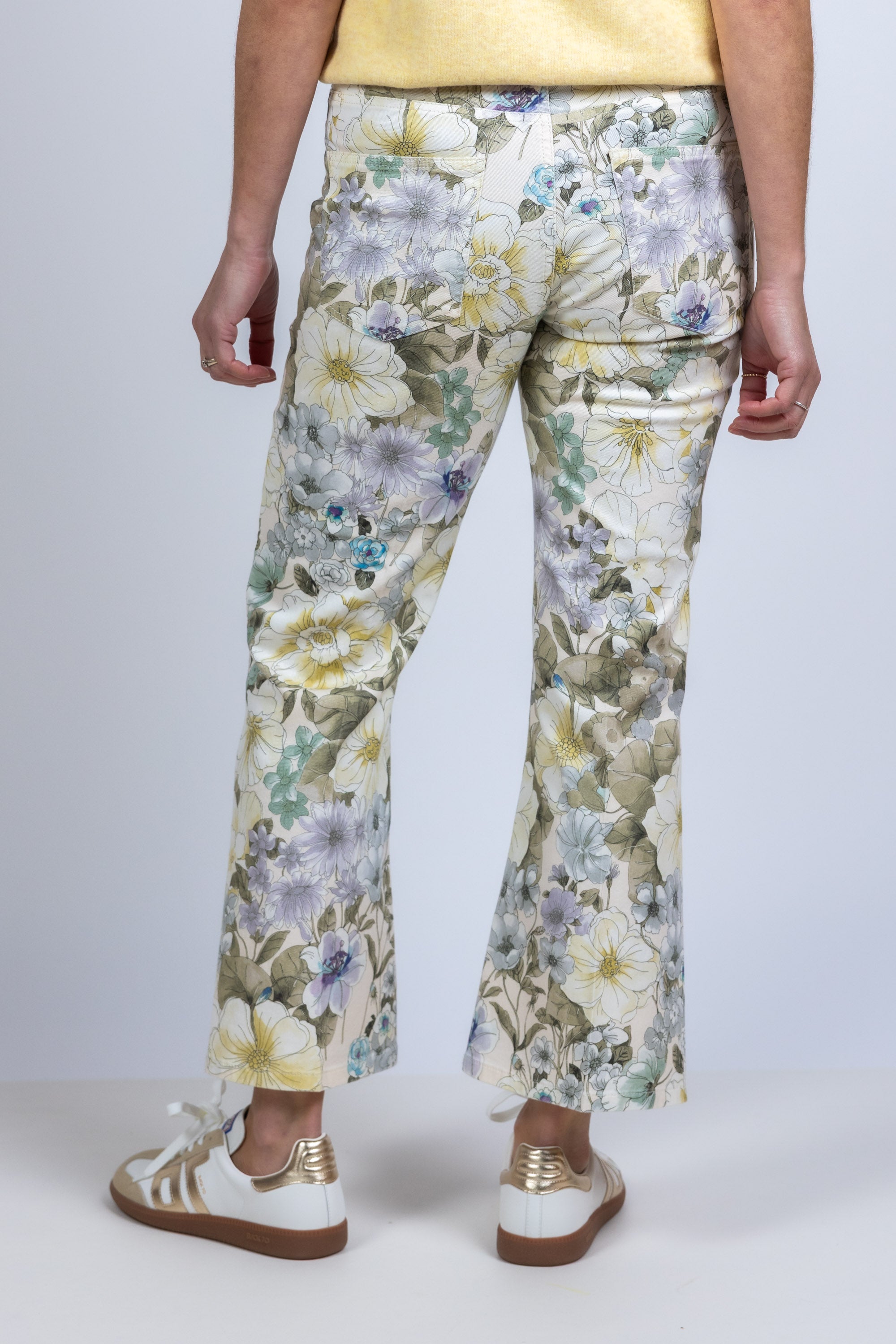 Broek met bloemenprint - Vanille