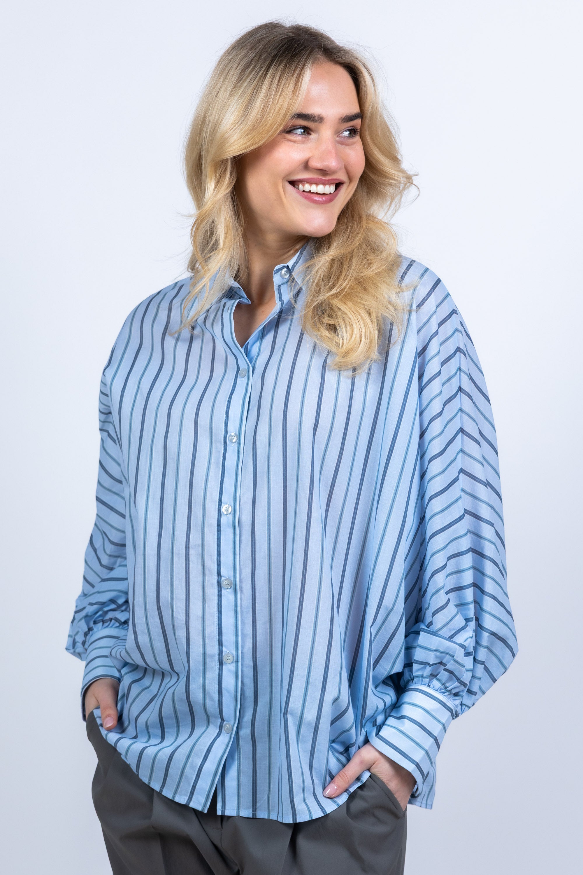 Blouse met strepen - Bleu