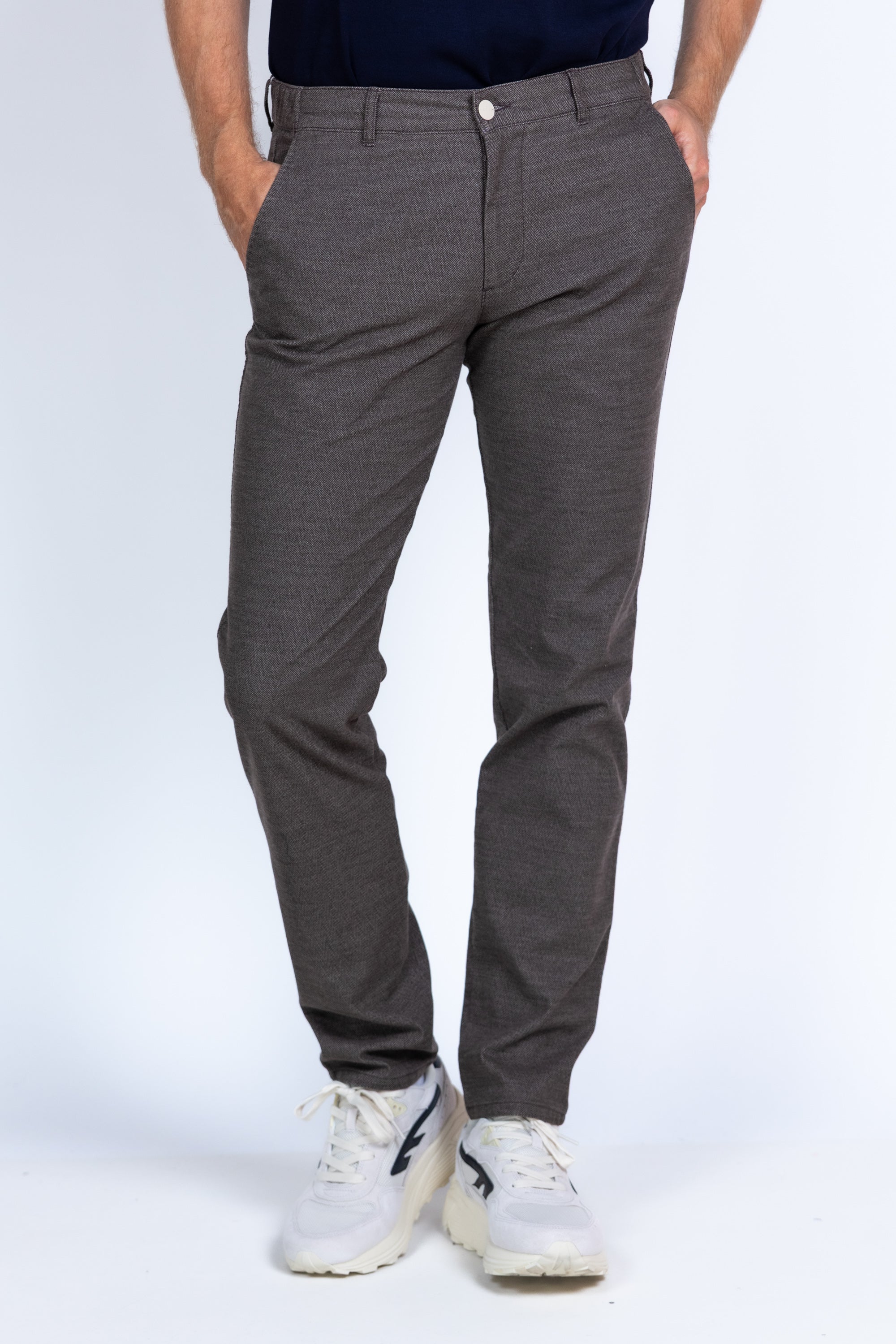 Chino met rits - Bruin