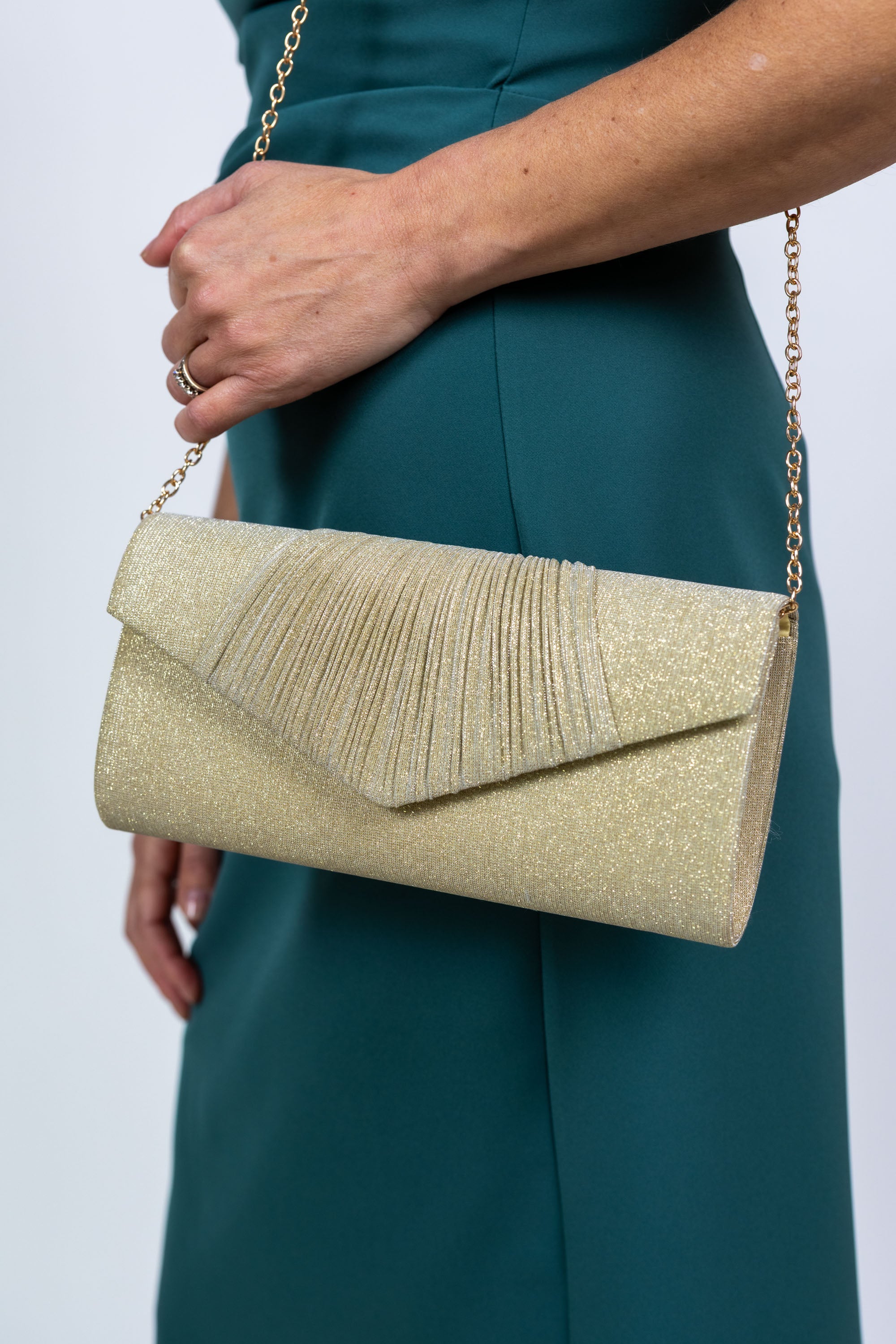 Clutch met ketting - Champagne