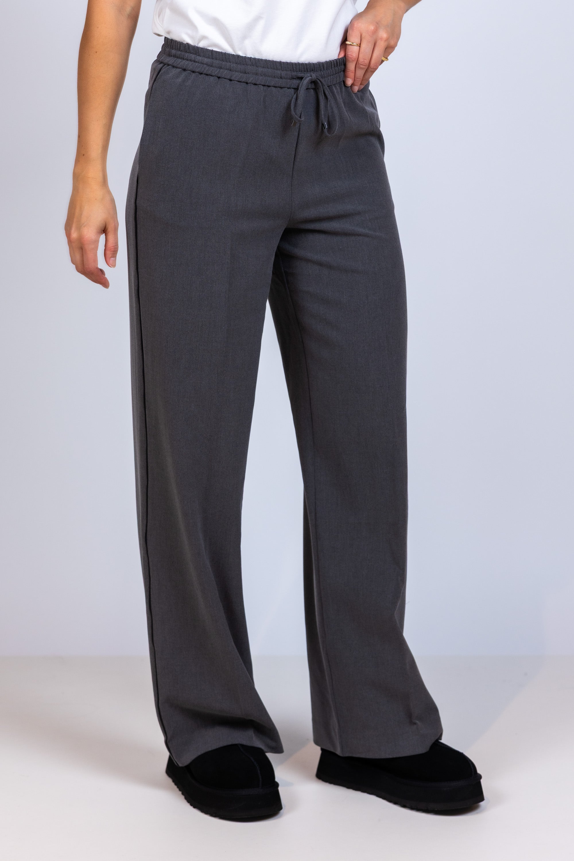 Broek met taillekoord - Antraciet
