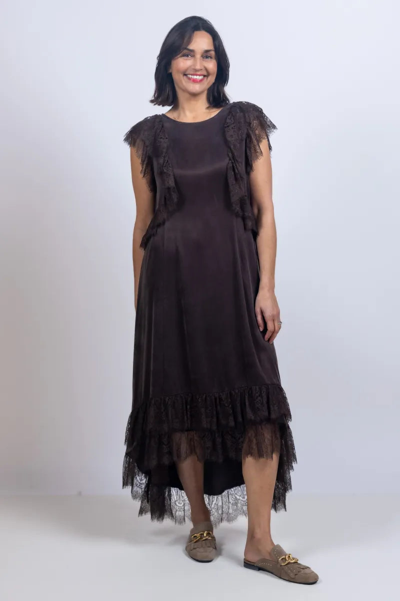 CPH MUSE CPH MUSE 206627 marta dre Jurk met kant - Bruin
