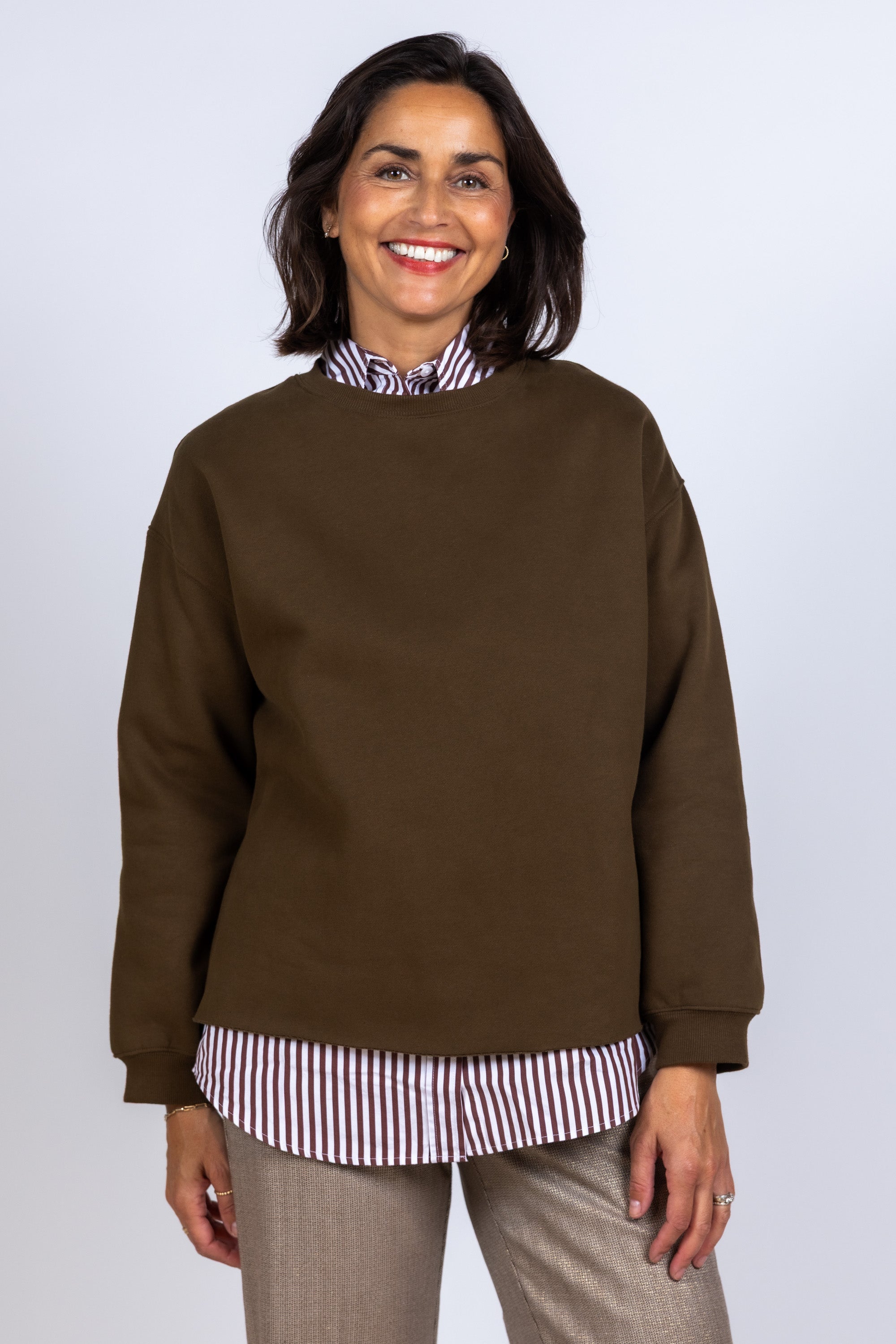 Sweater met ronde hals - Olijfgroen