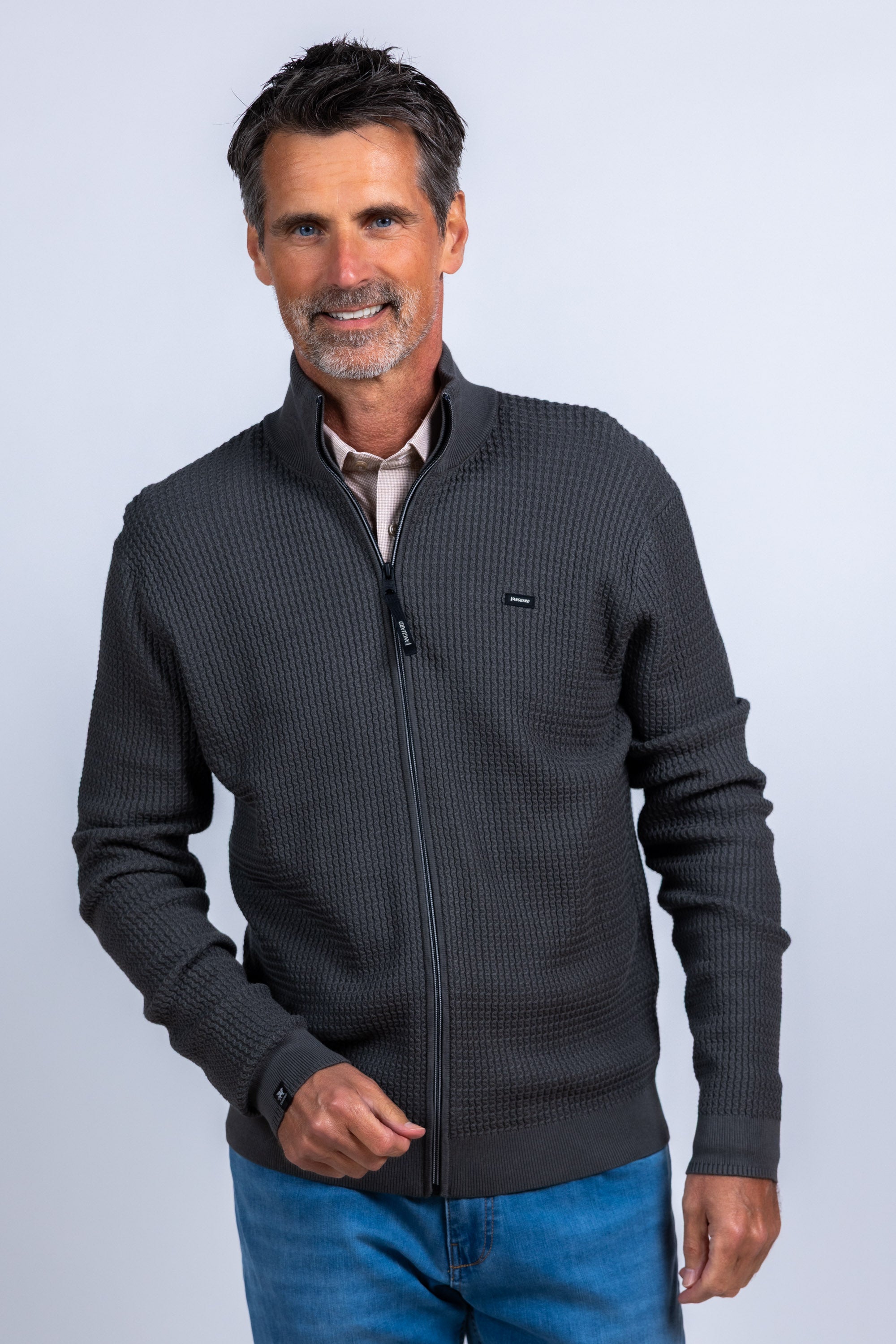 Vest met rits - Grijs/groen