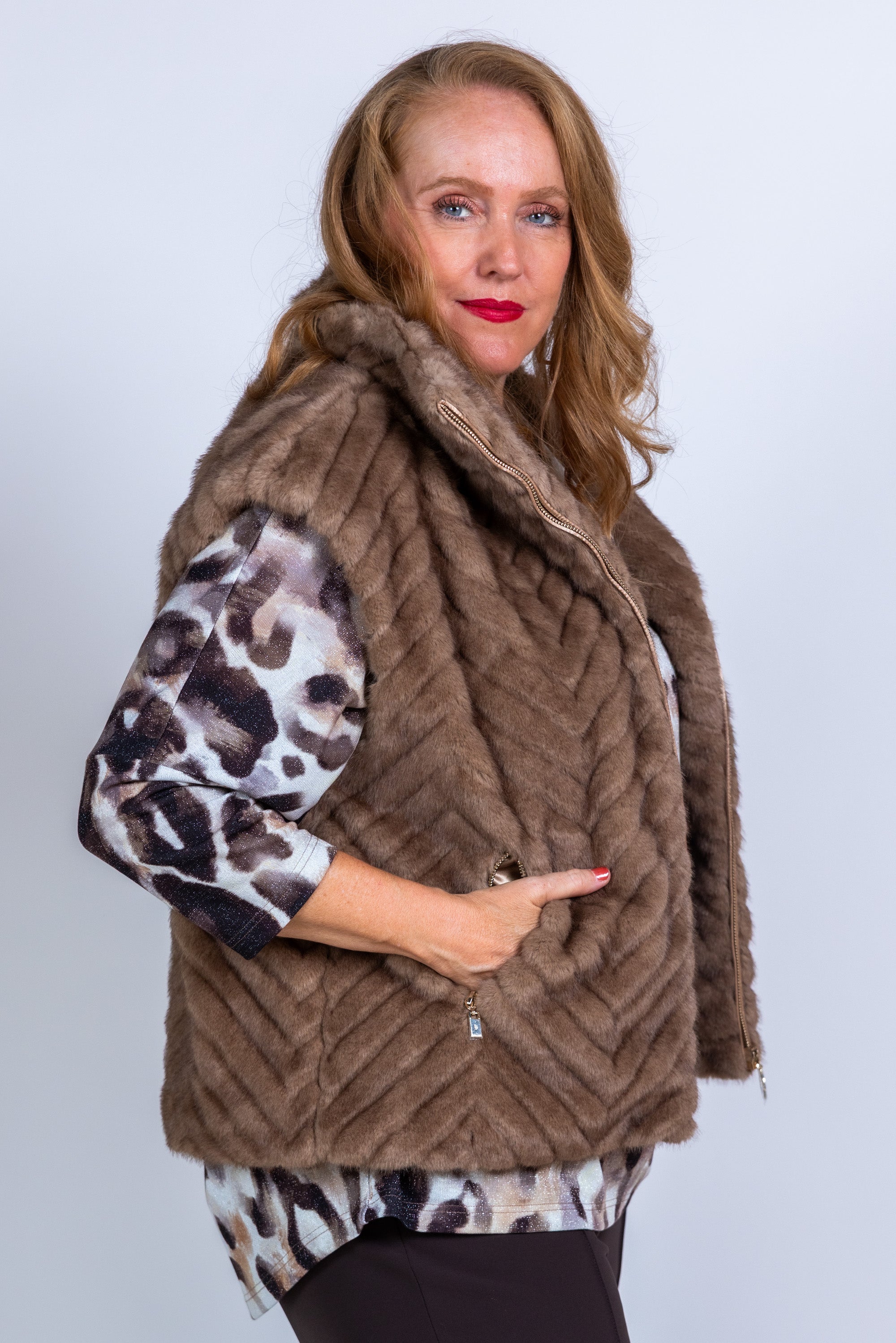 Gilet met rits - Taupe