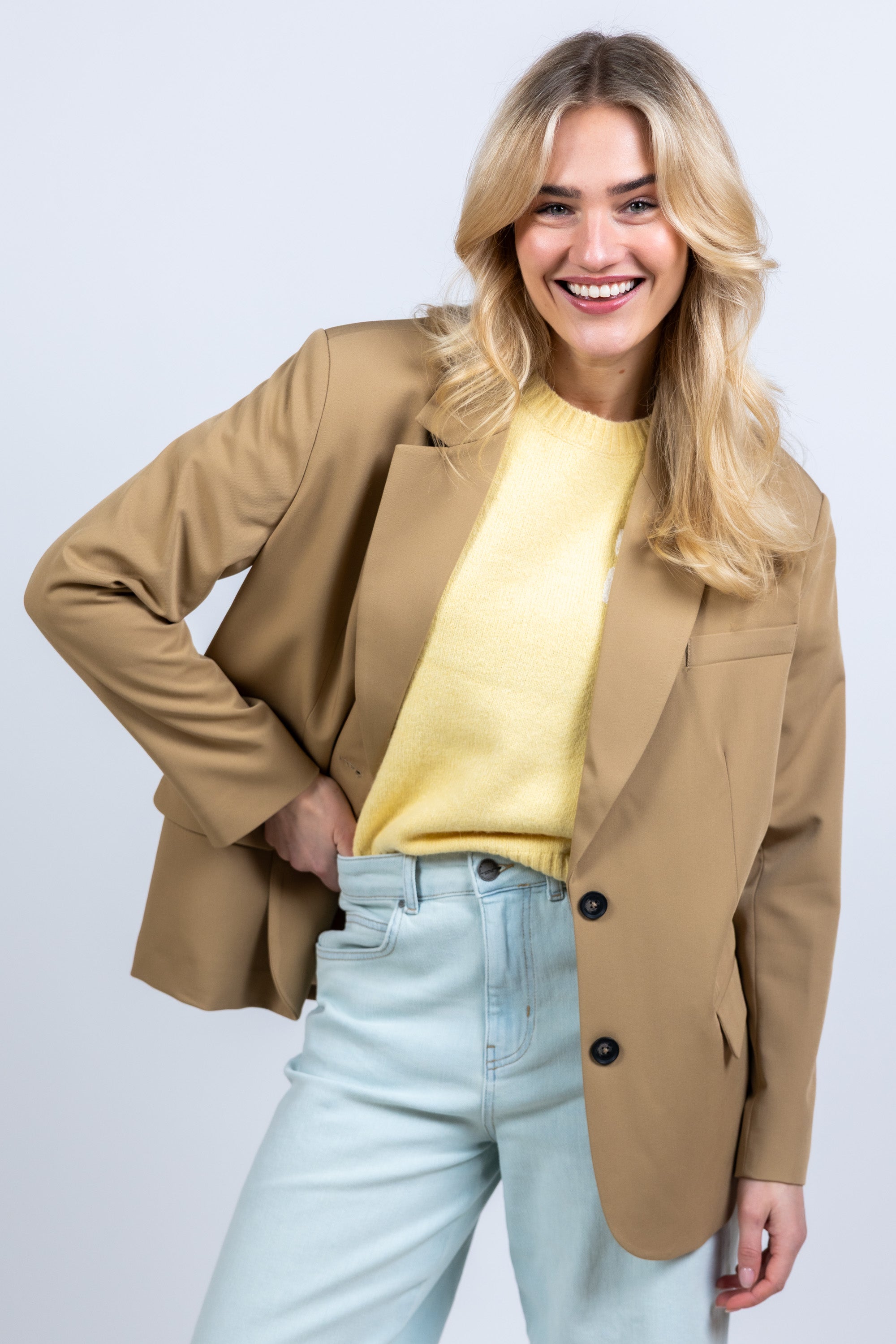 Blazer met knopen - Safaribeige