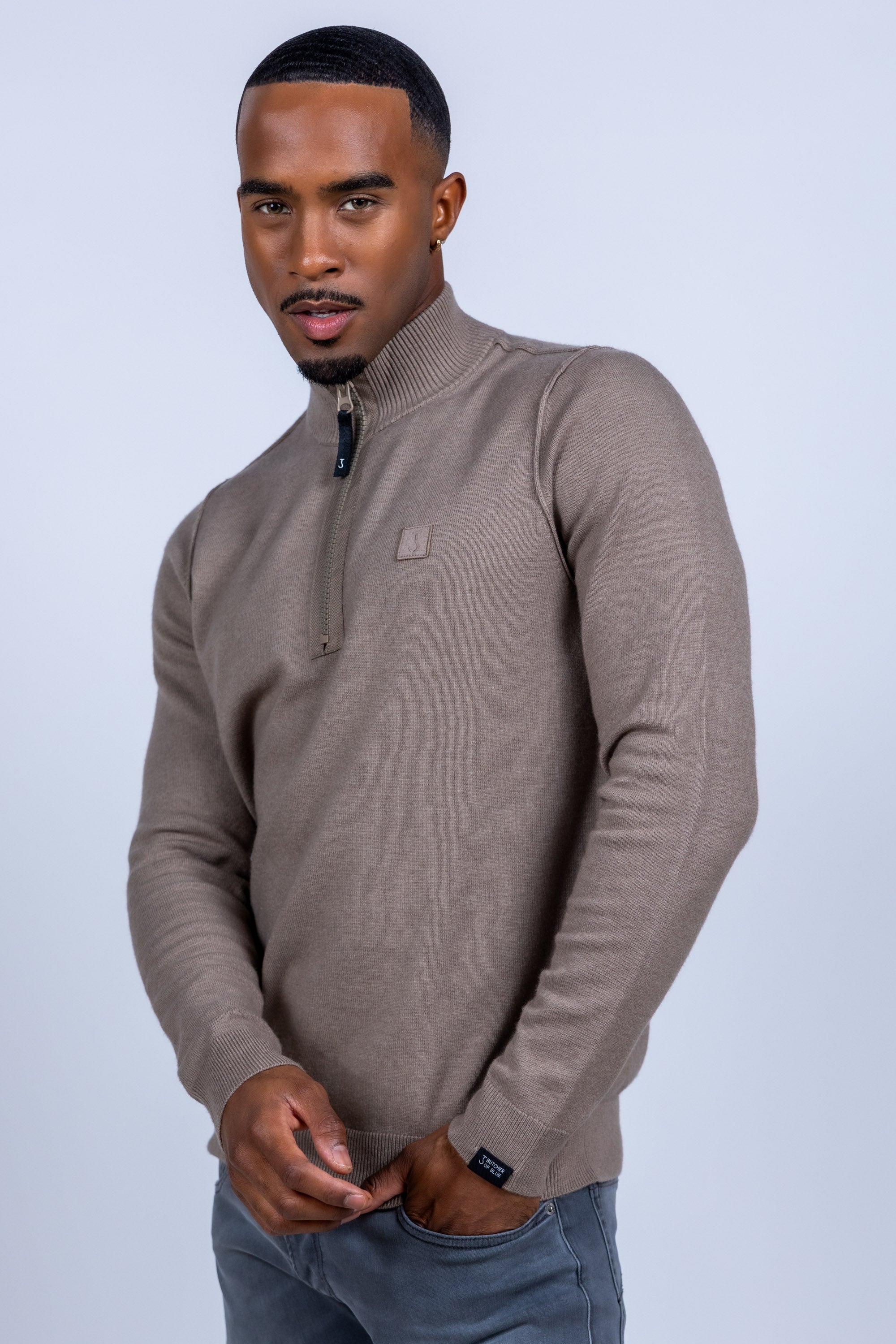 Trui met rits - Taupe