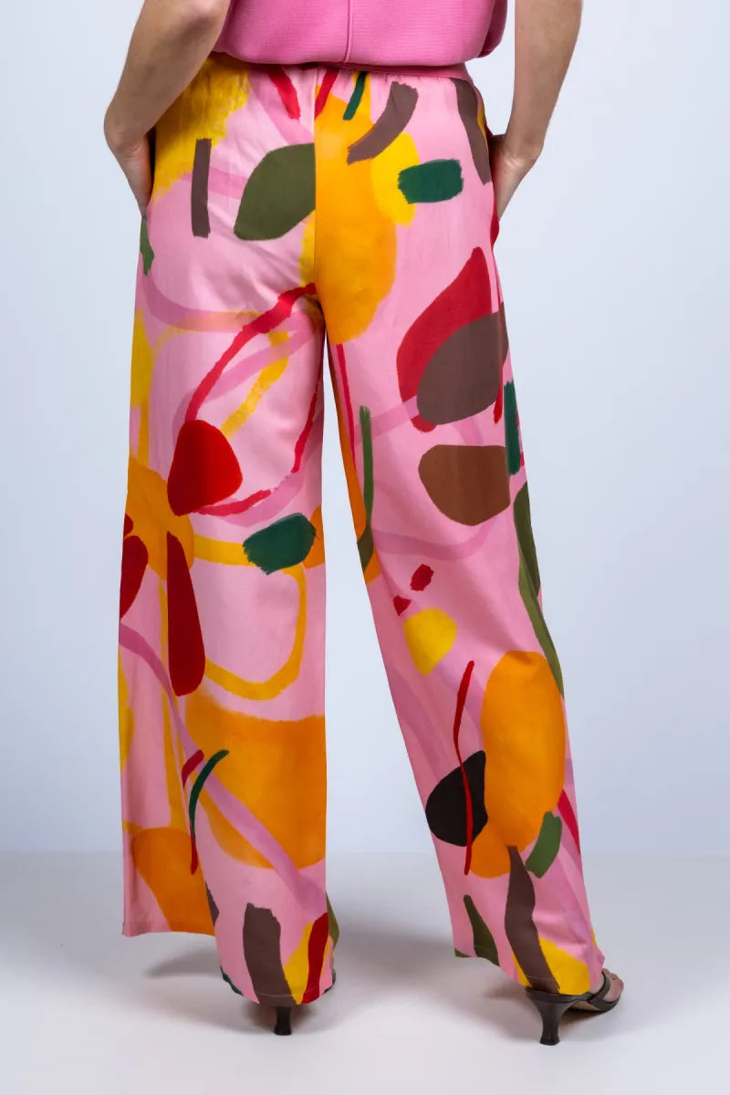 CAROLINE BISS CAROLINE BISS 3554 CAROLINE BISS 3554 Wijde broek met print - Roze