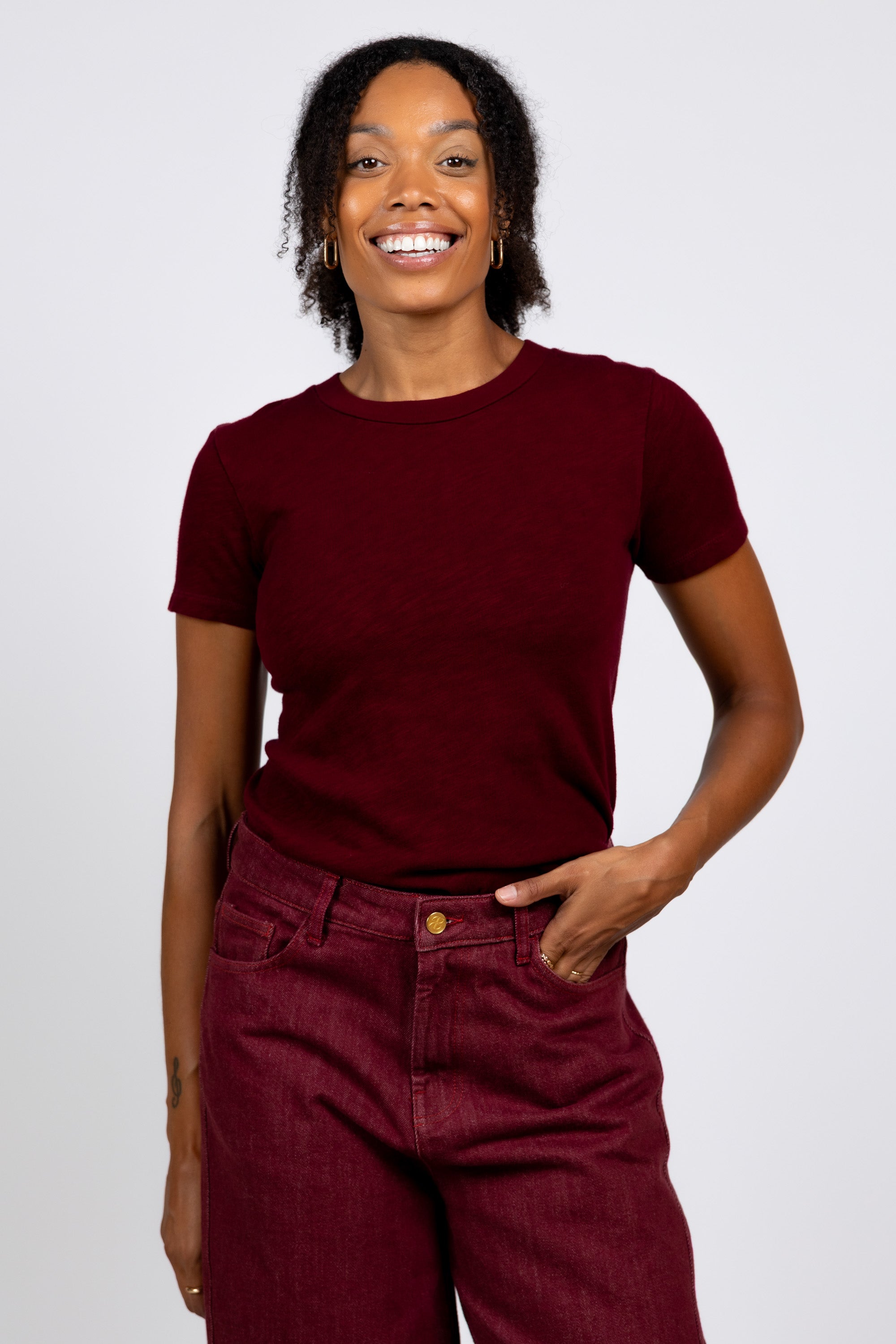 T-shirt korte mouw - Donkerbordeaux
