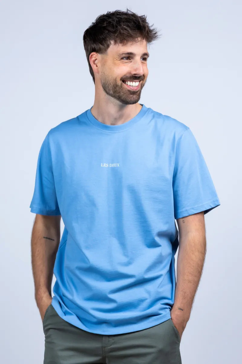 LES DEUX H LES DEUX H 1001047 T-shirt met tekst - French blue