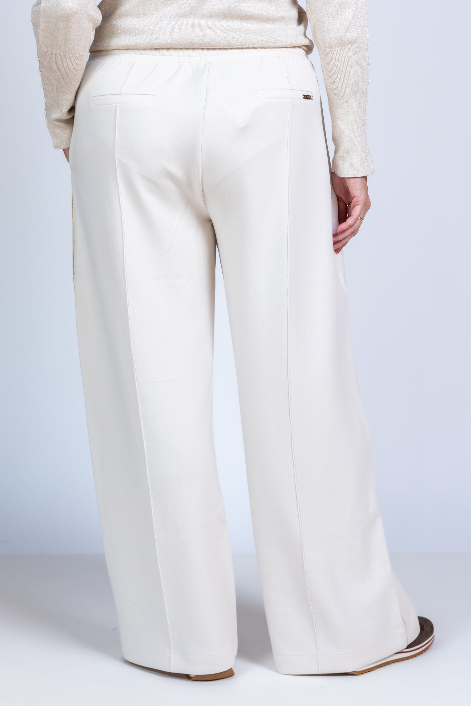 Wijde broek met koordje - Beige