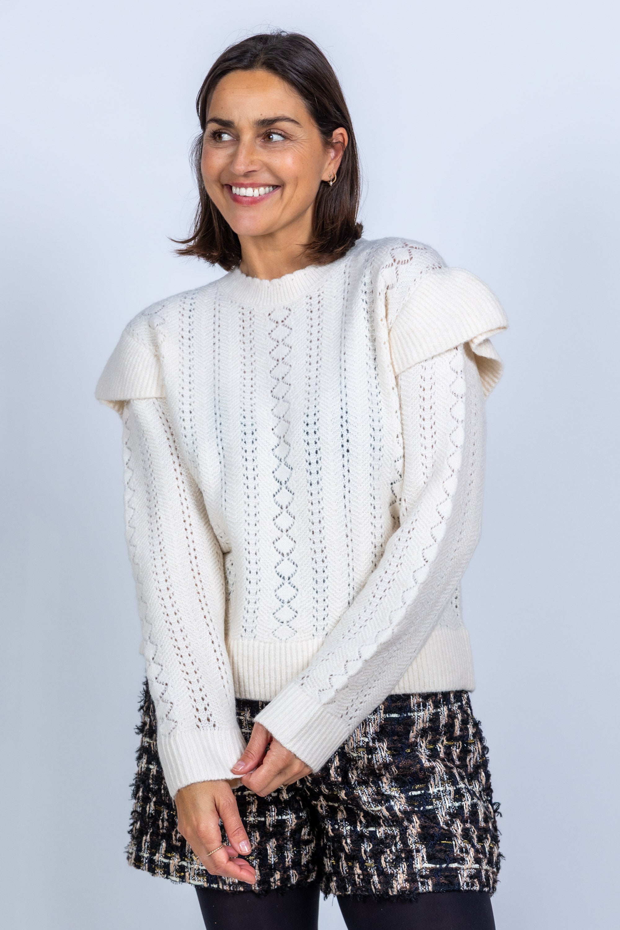 Trui met structuur - Ecru