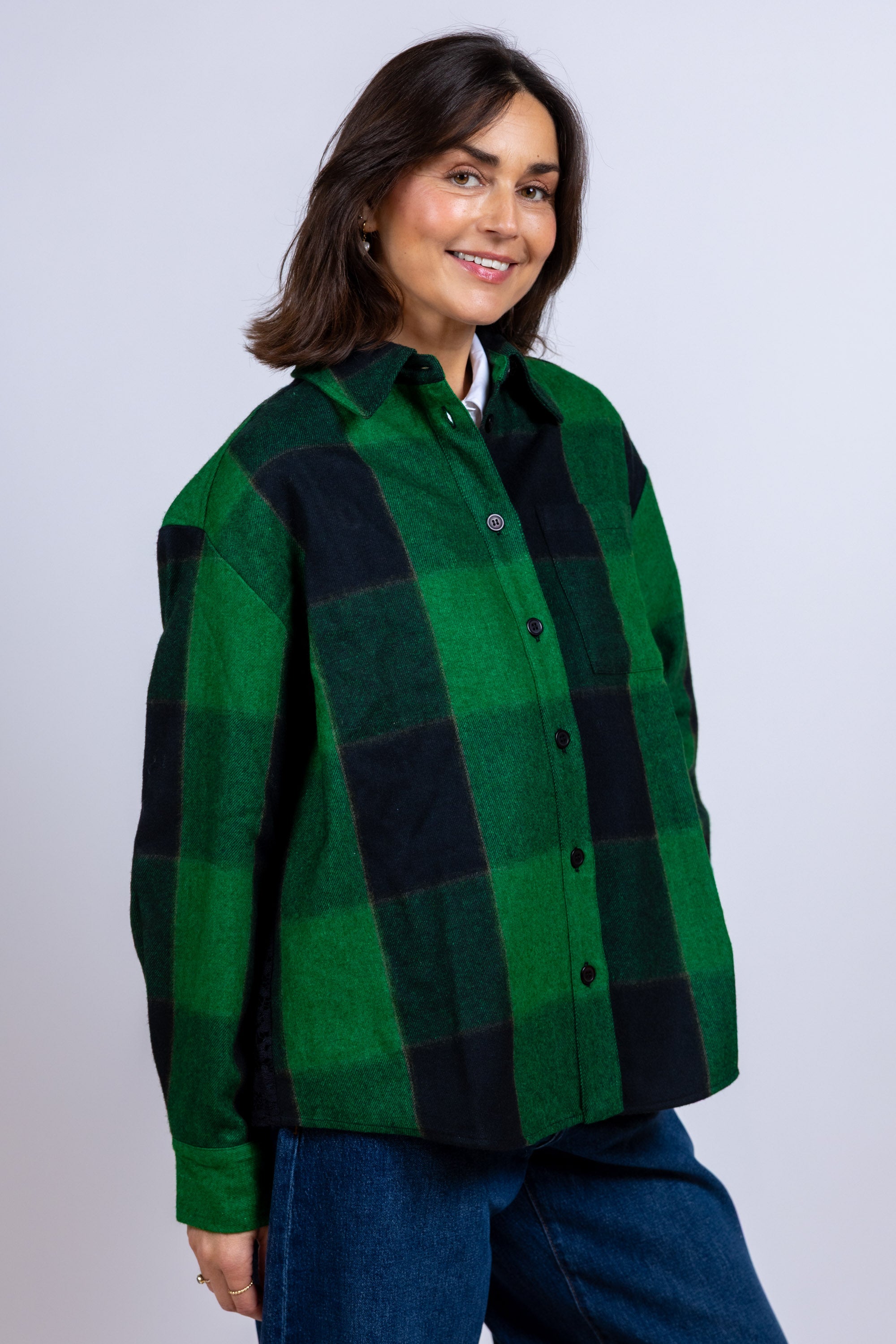 Blouse met ruit - Smaragd/biljart