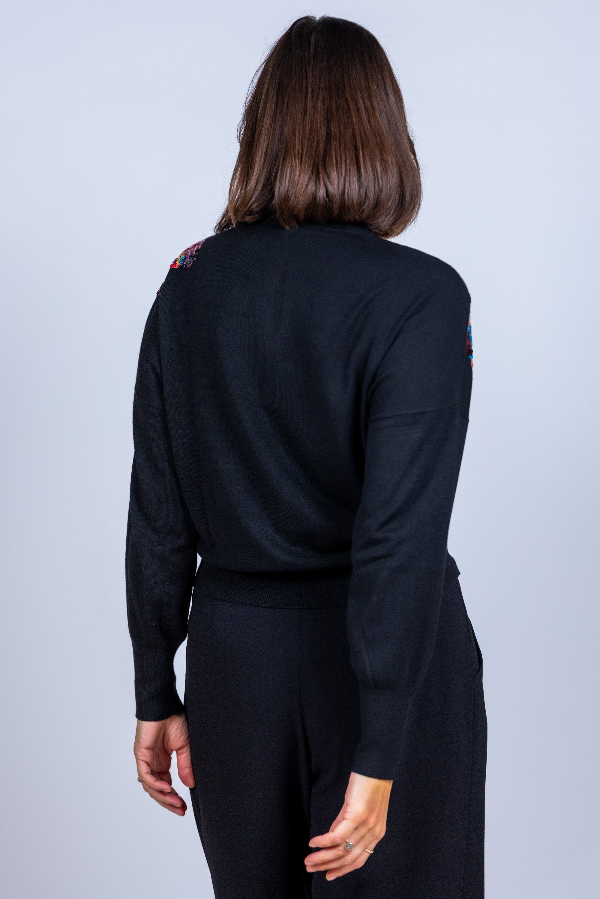 Trui met pailletten - Zwart