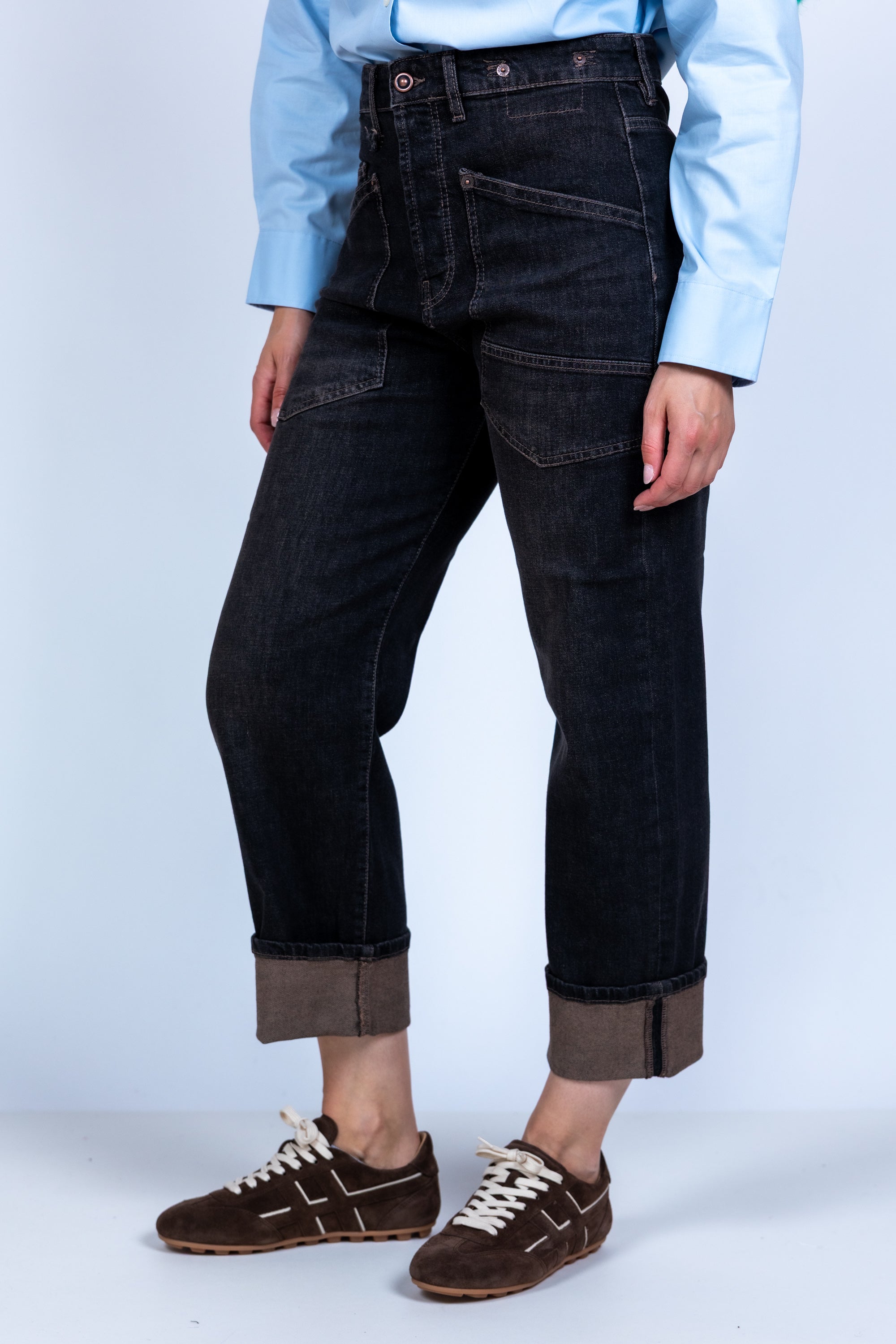 Jeans met zakken - Bruindenim