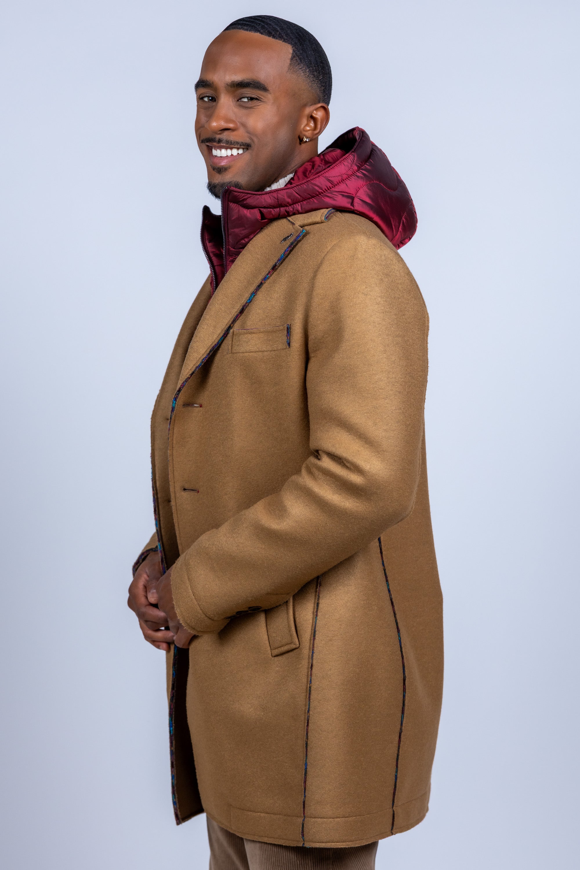 Mantel met knopen - Camel