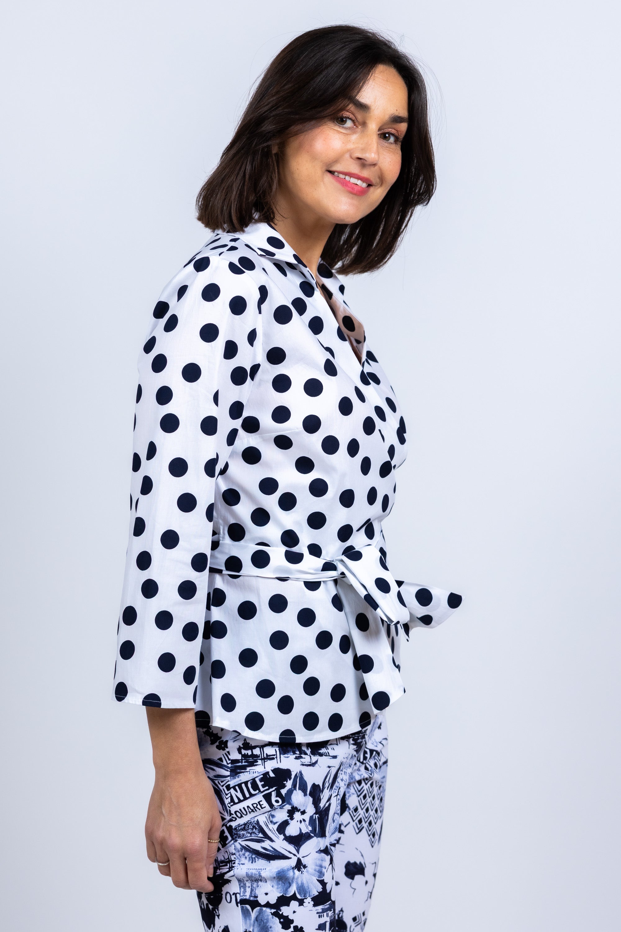 Blouse met stippen - Marine