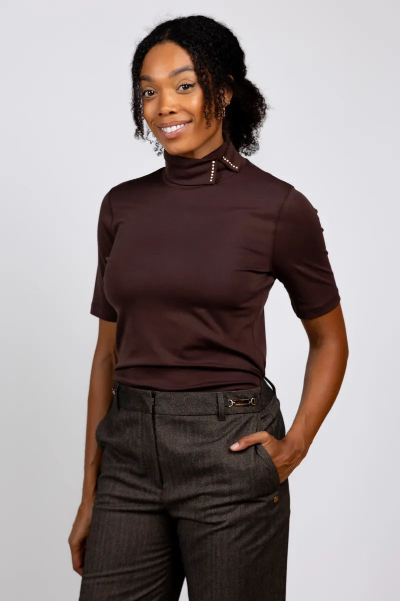 MARCCAIN COLLECTIE MARCCAIN COLLECTIE BC.48.18 J14 MARCCAIN COLLECTIE BC.48.18 J14 Col t-shirt - Bruin