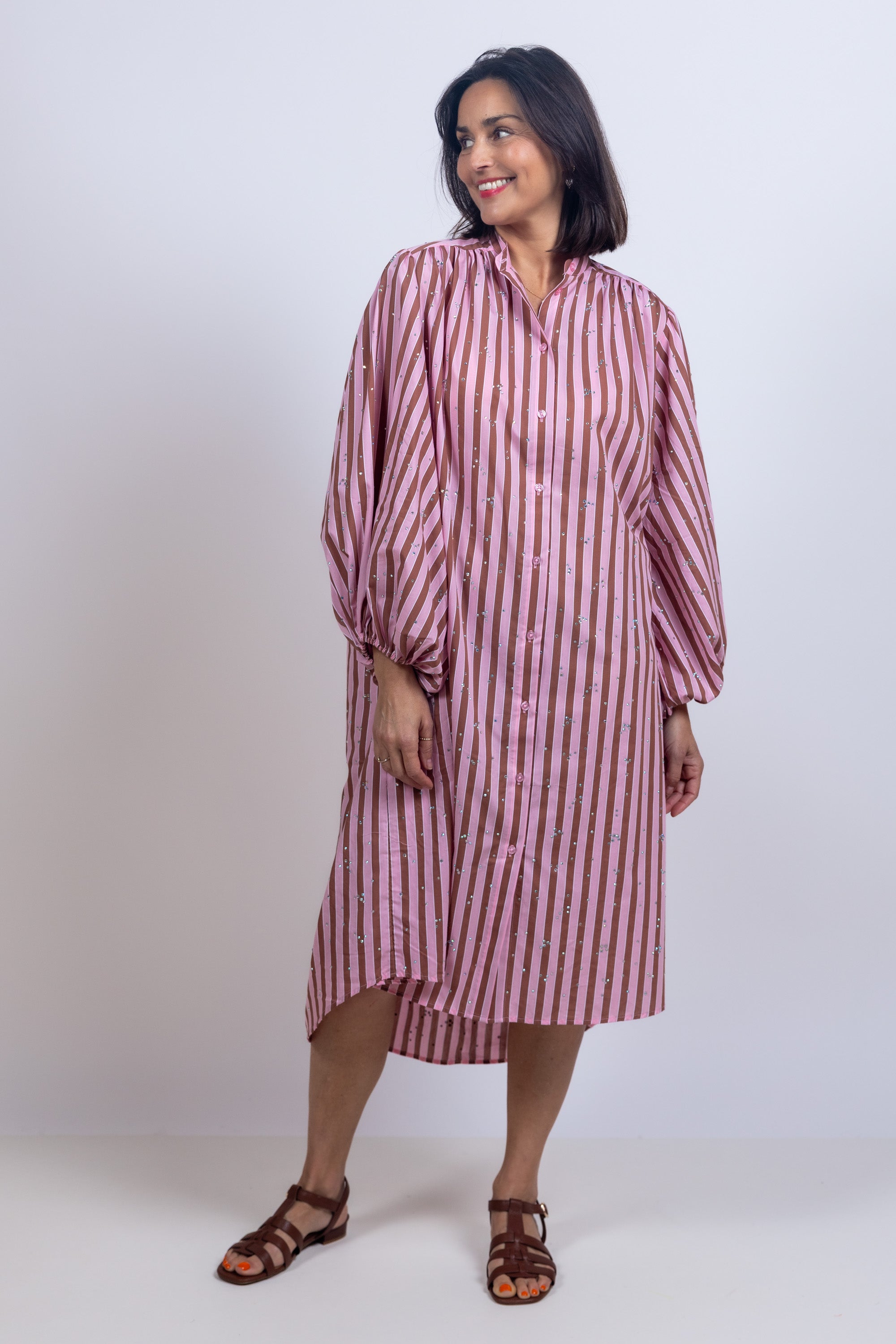 Jurk met strepen - Roze