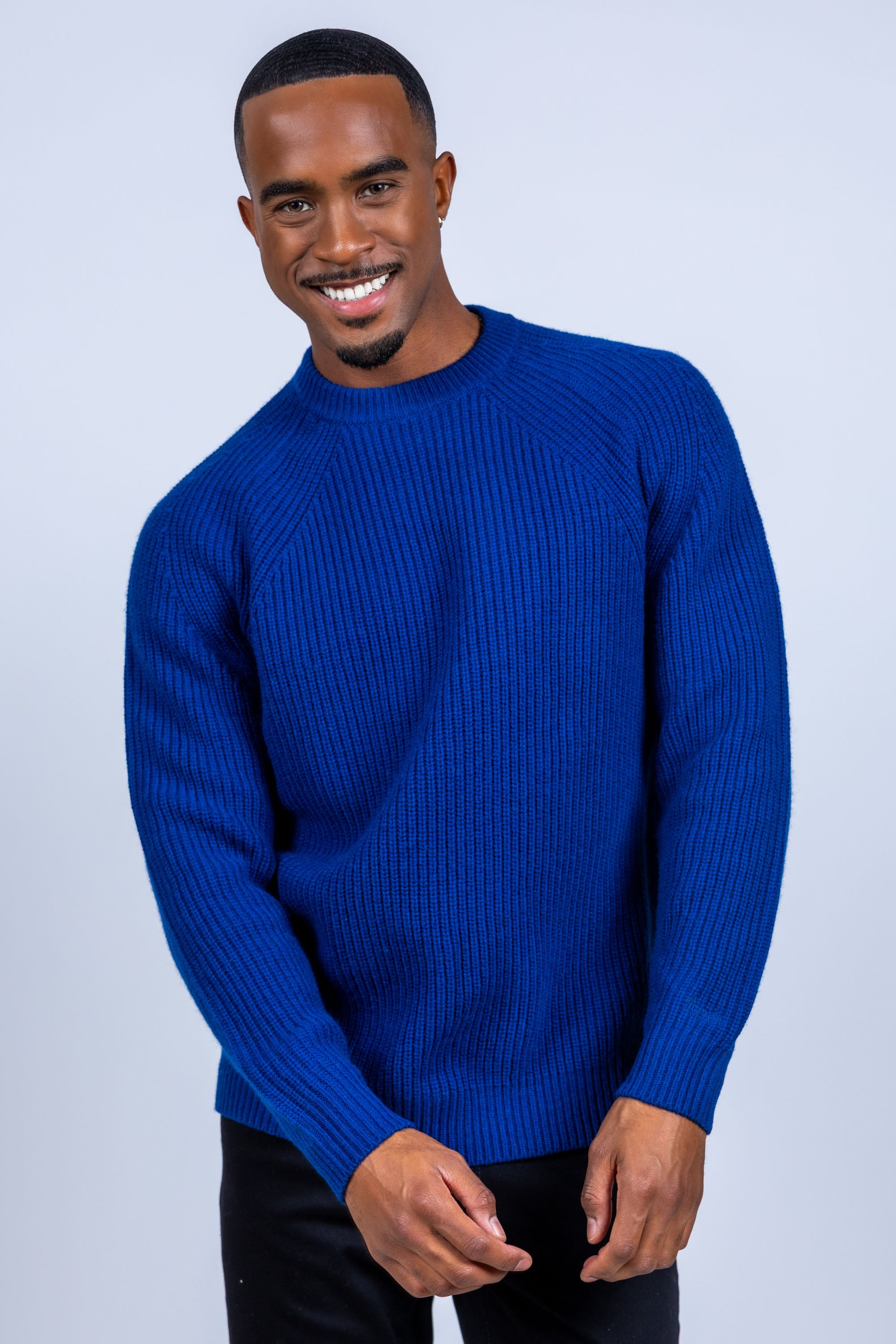 Trui met ribstructuur - Kobaltblauw