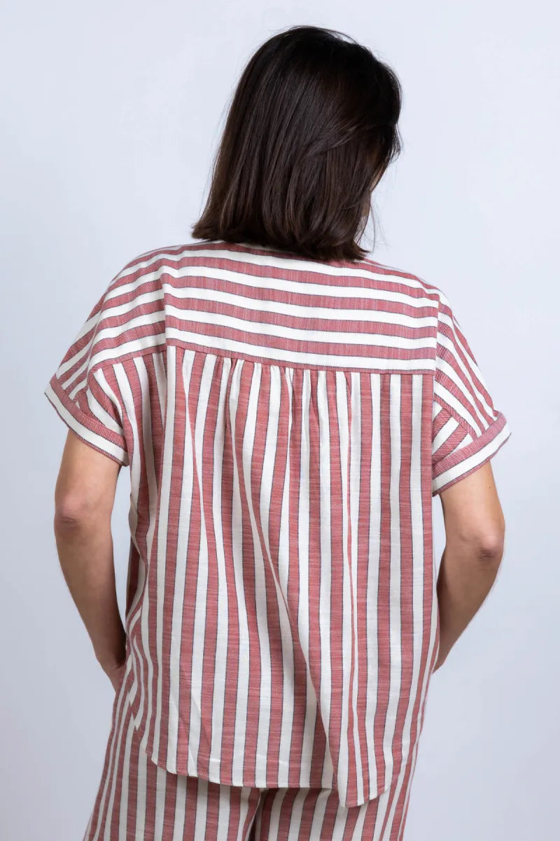 BY-BAR BY-BAR MINTE WIDE STRIPE Blouse met strepen - Steenrood