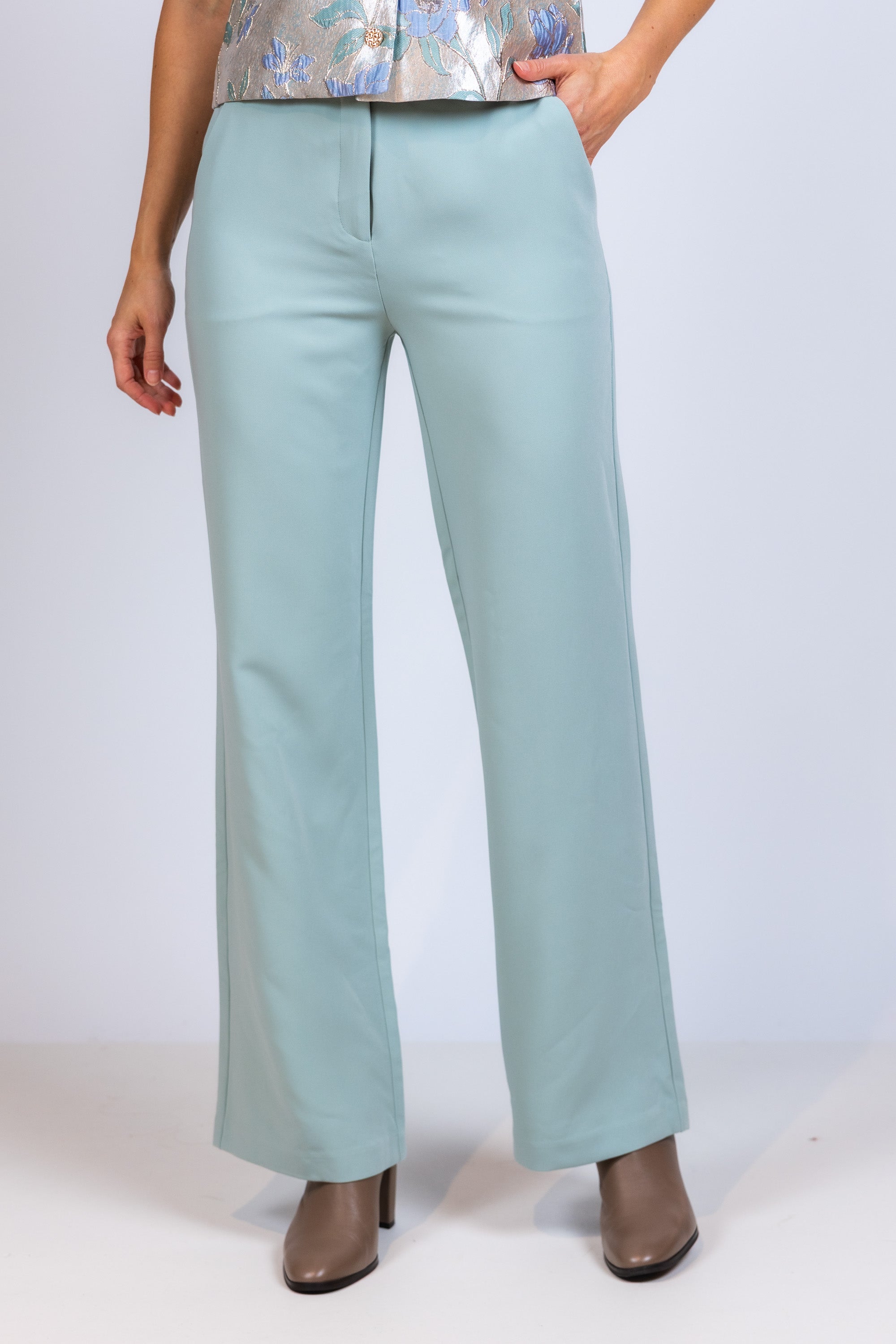 Broek met rechte pijpen - Mint