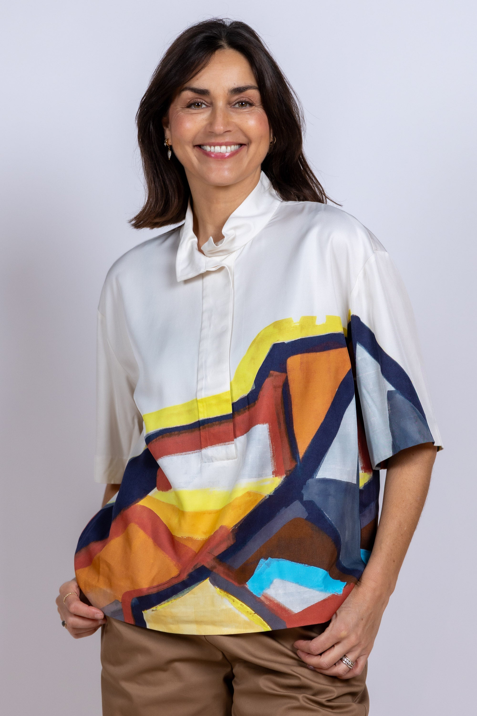 Blouse met print - Ecru