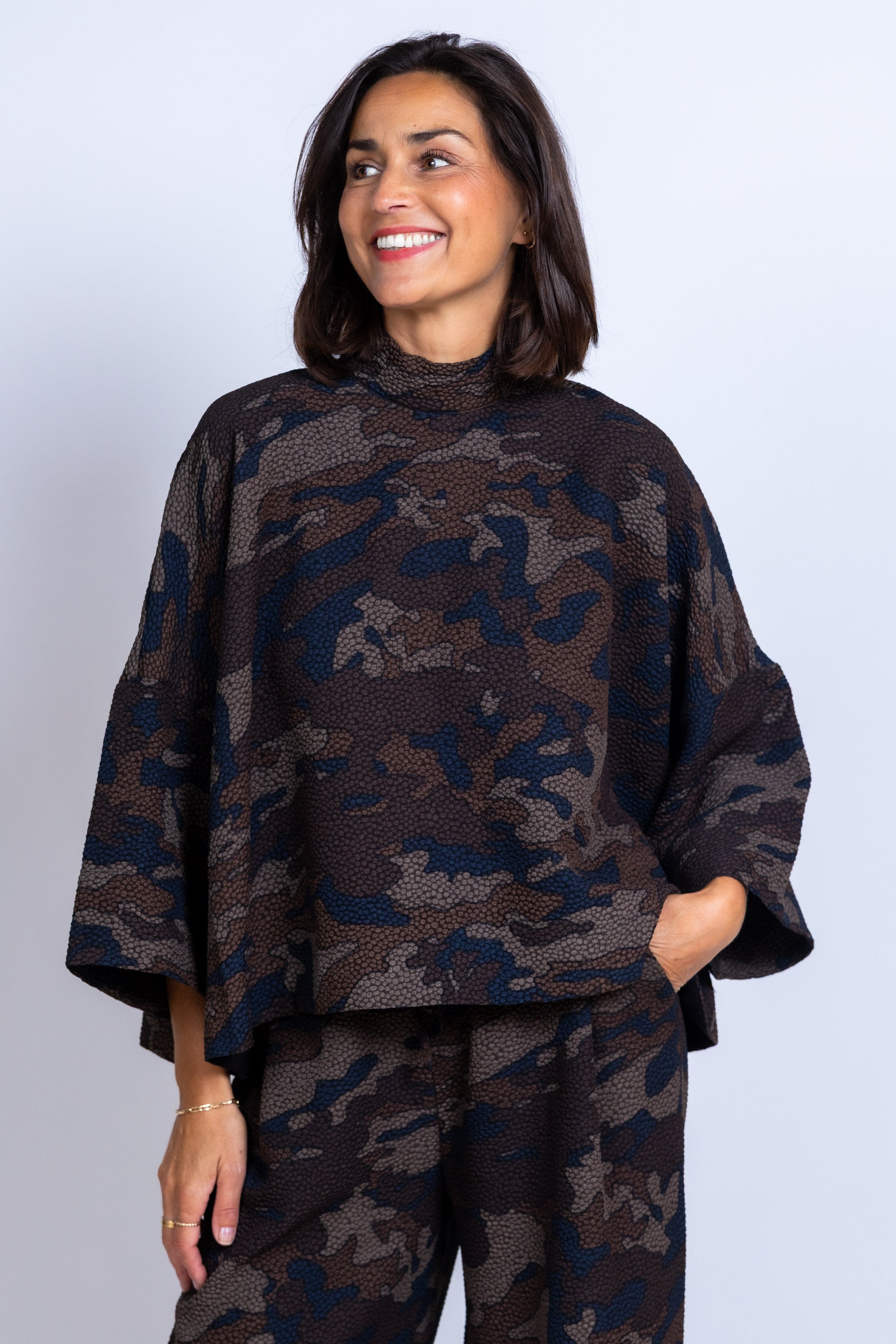 Blouse met patroon - Bruin