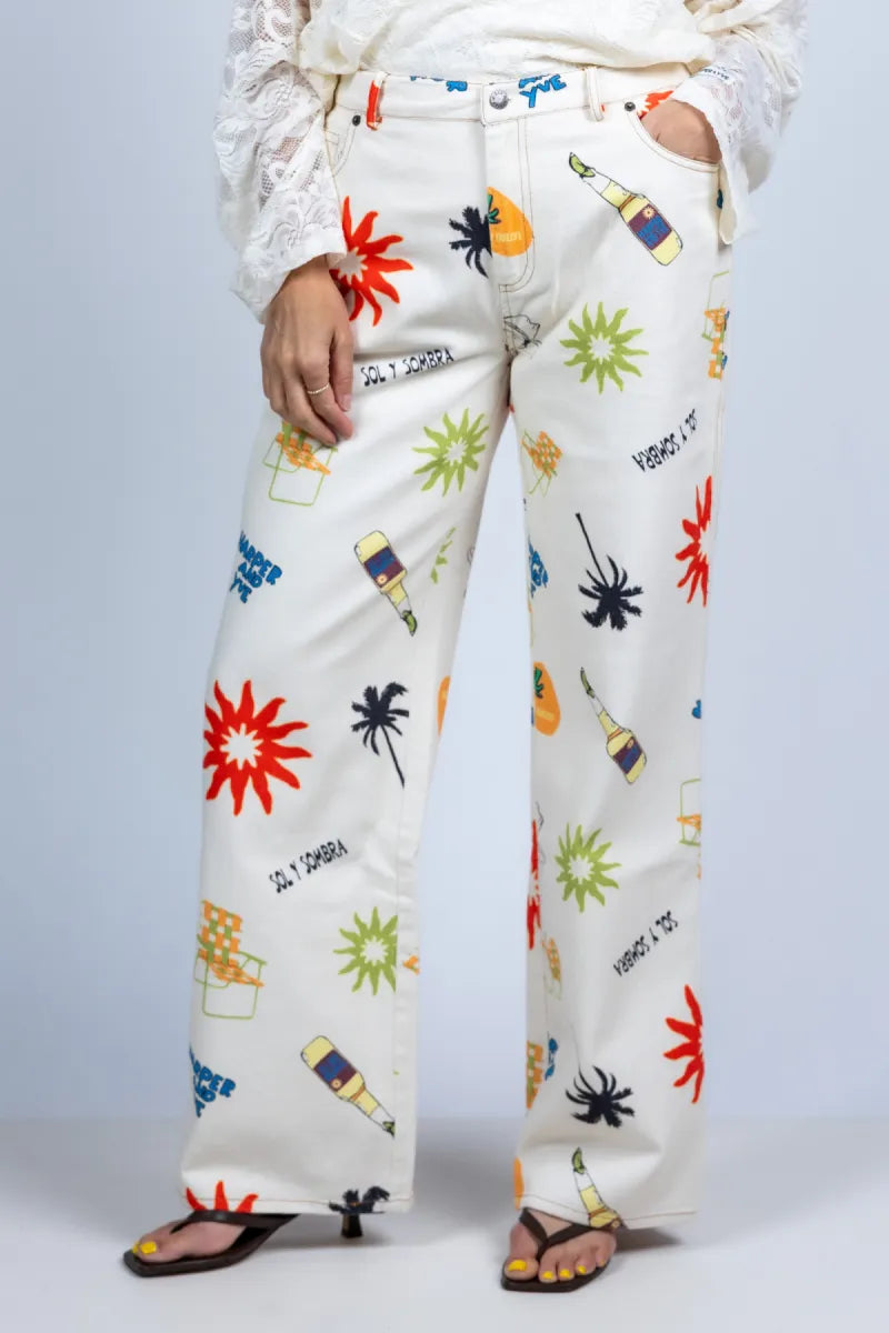 HARPER & YVE HARPER & YVE HS6C106 Broek met print - Ecru