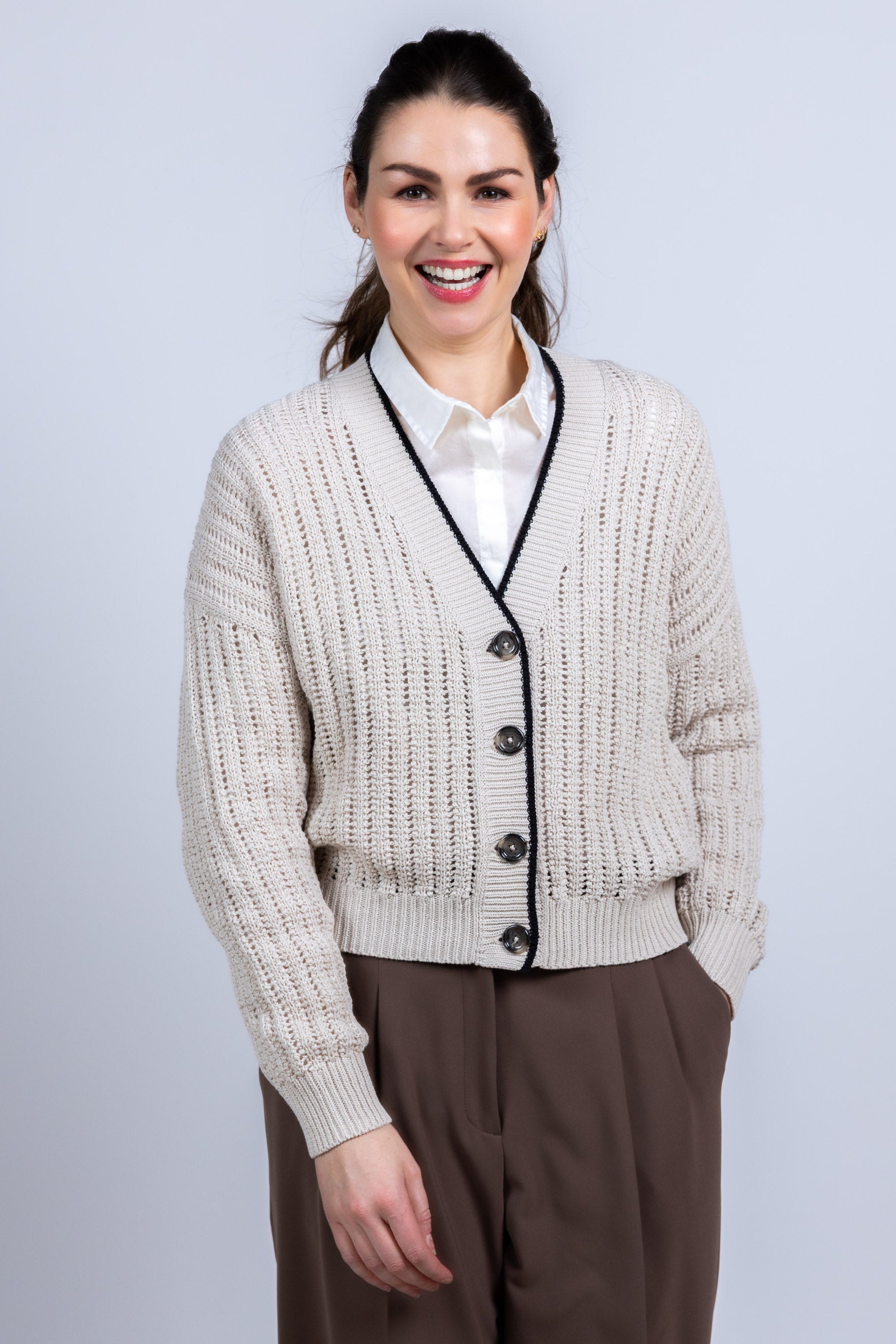 Vest met knopen - Zand