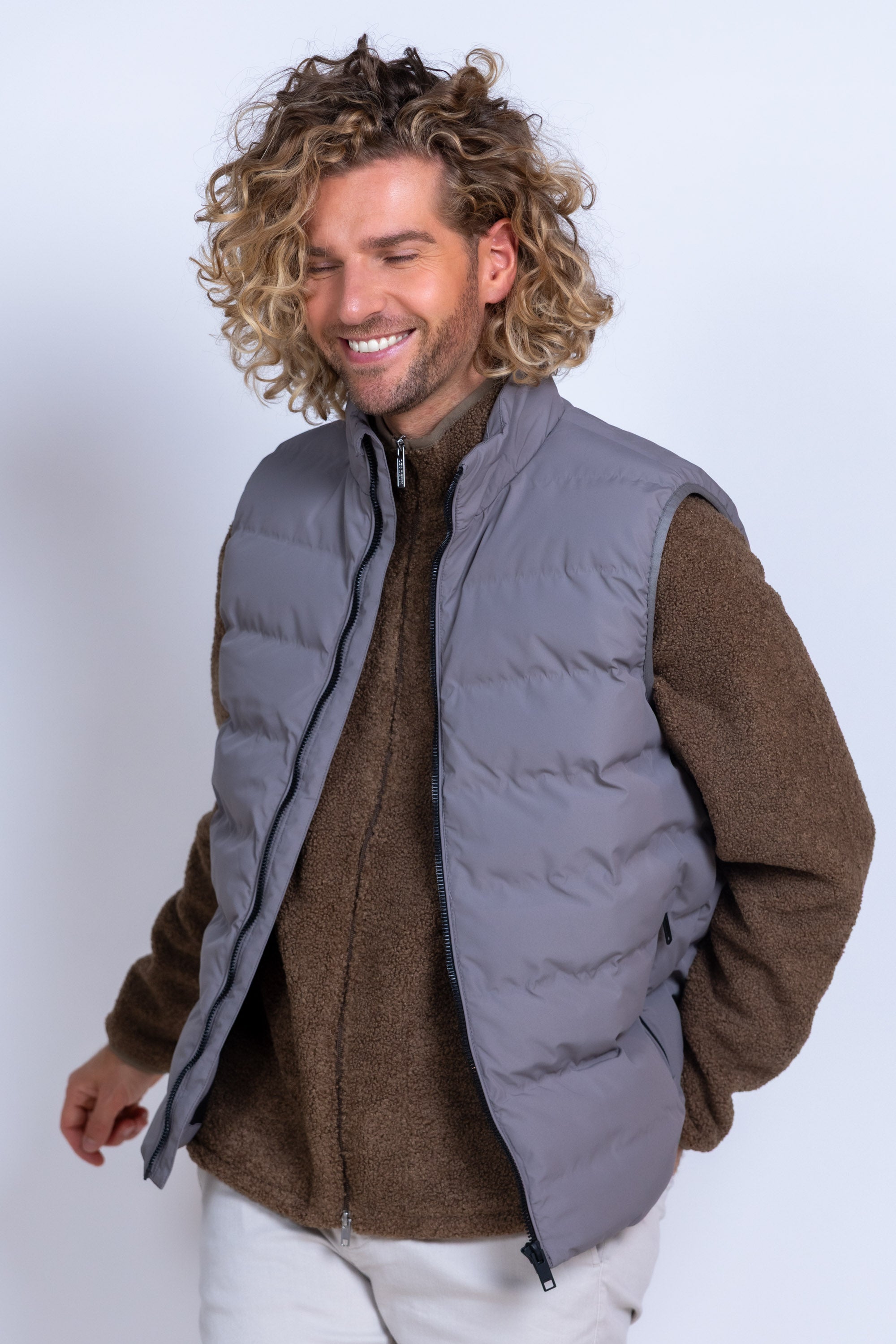 Bodywarmer met rits - Grijs/groen