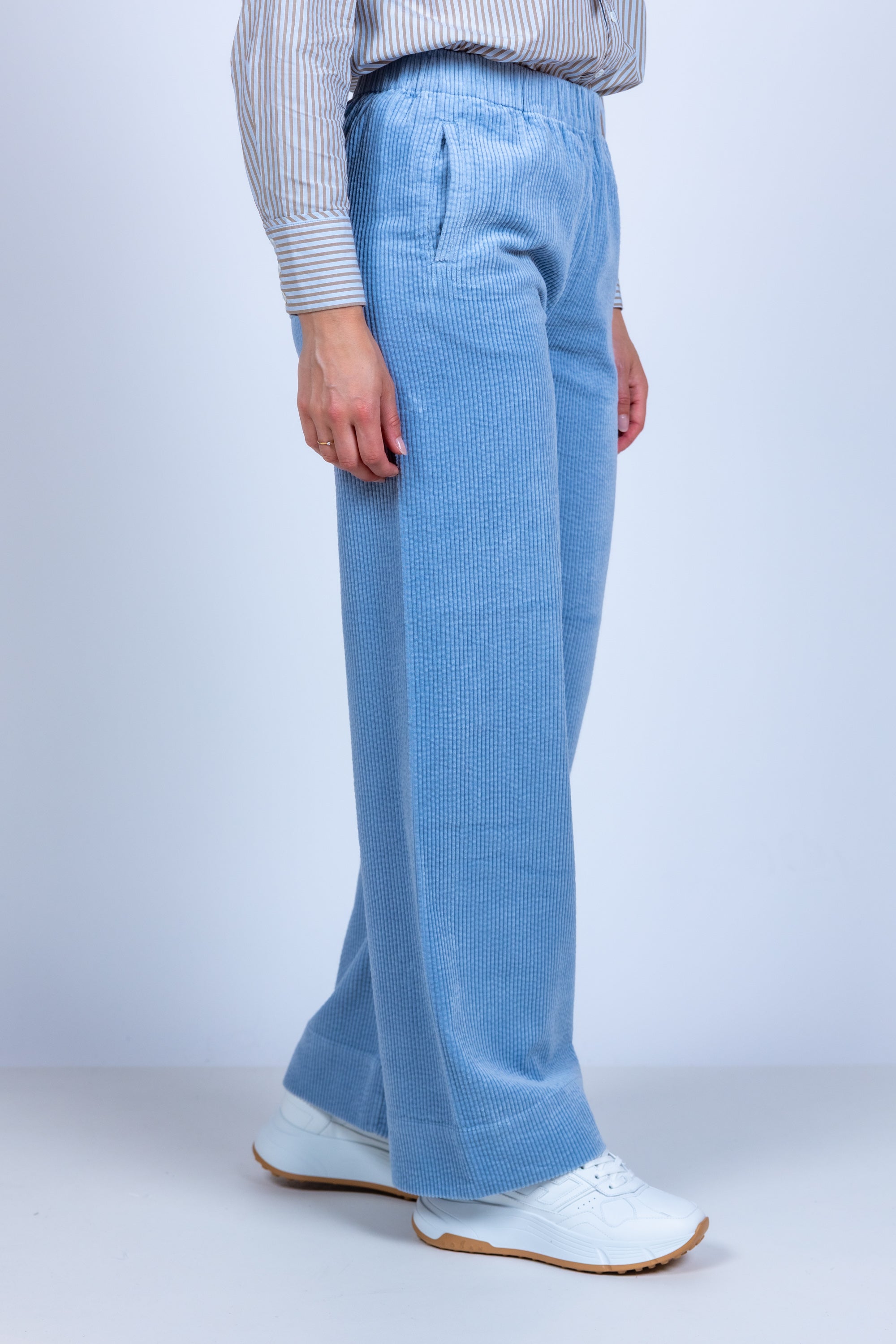 Broek met ribstructuur - Bleu