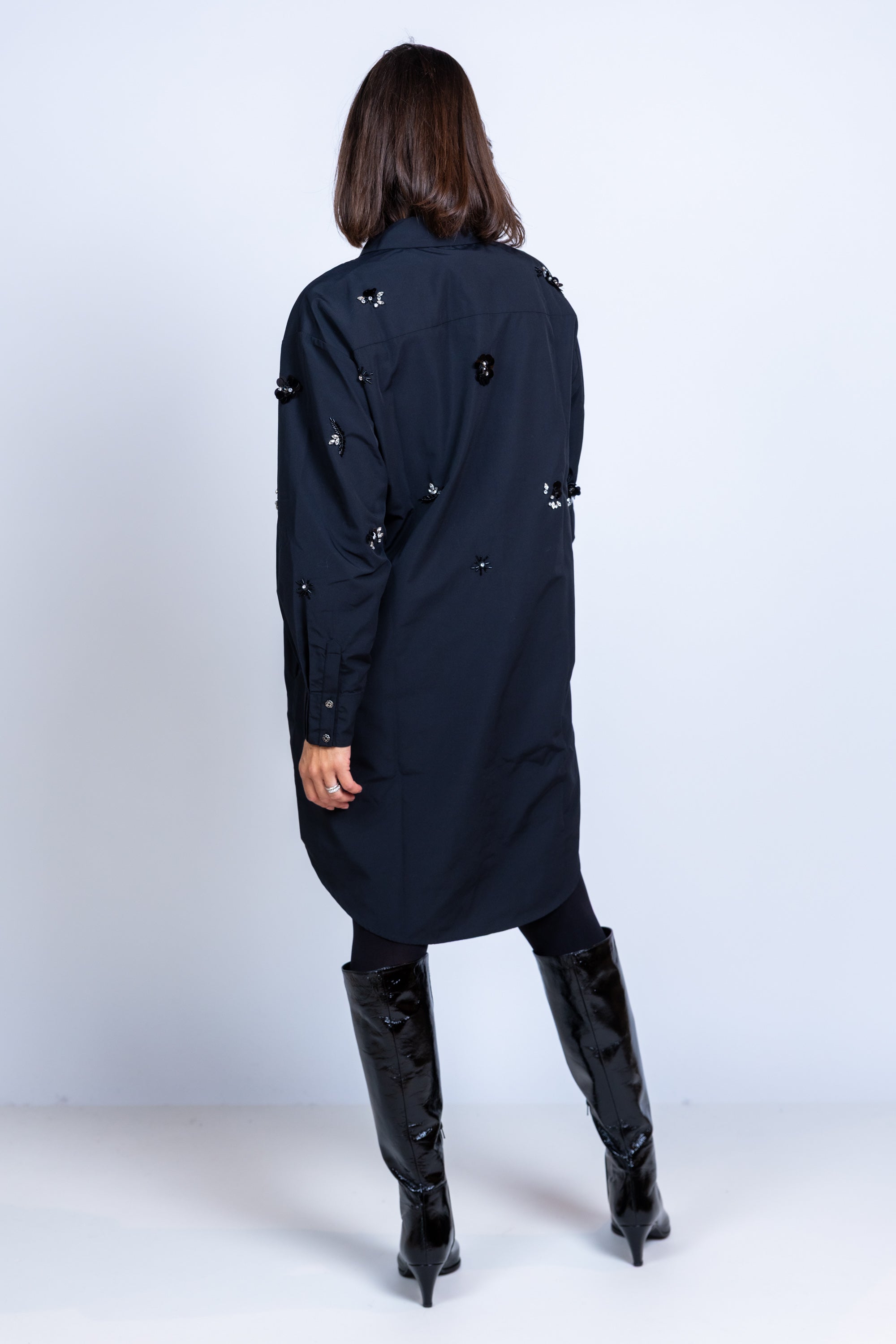 Blousejurk met pailletten - Zwart