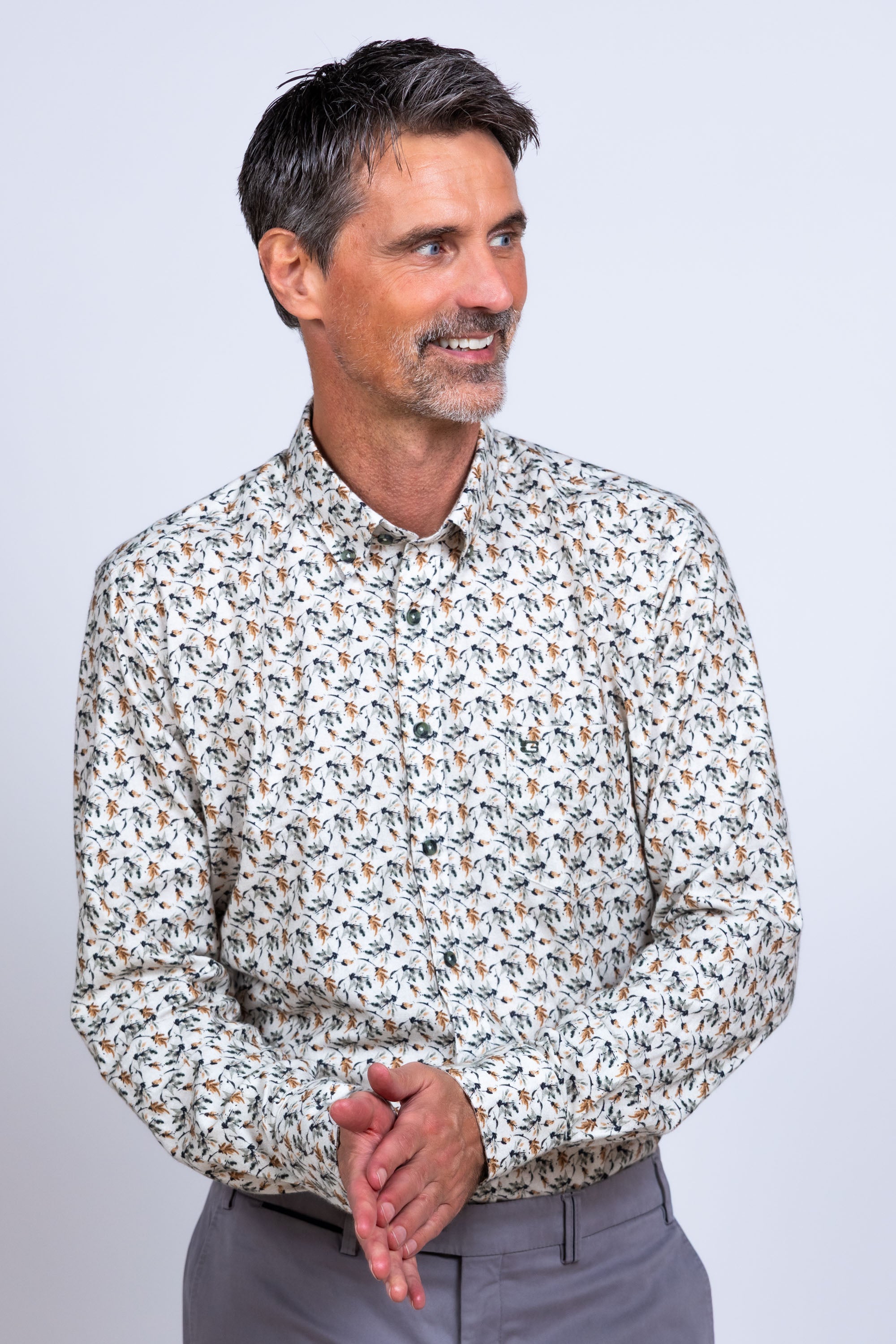 Overhemd met print - Olijfgroen