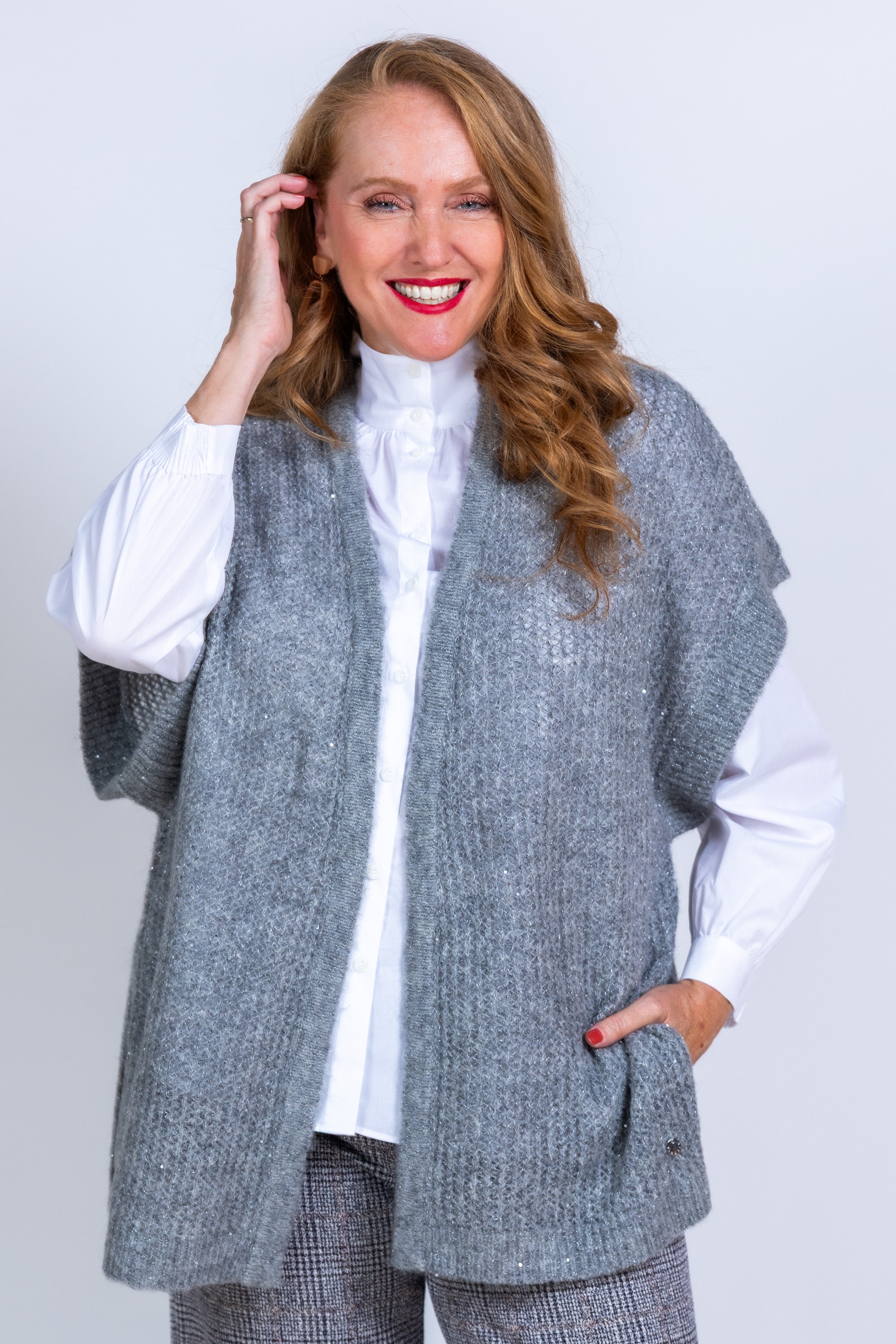 Gebreid vest - Middengrijs