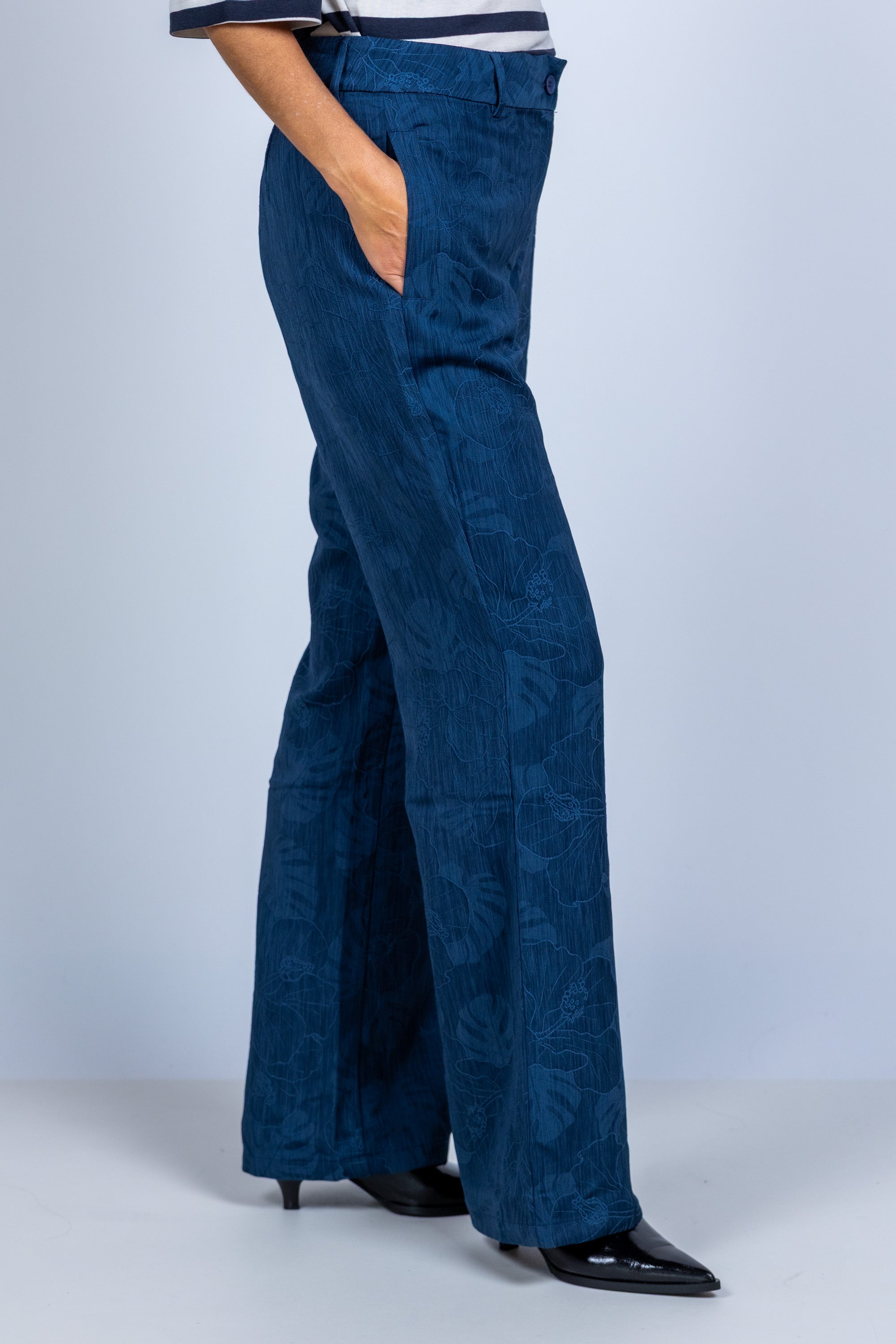 Wijde broek met print - Marine