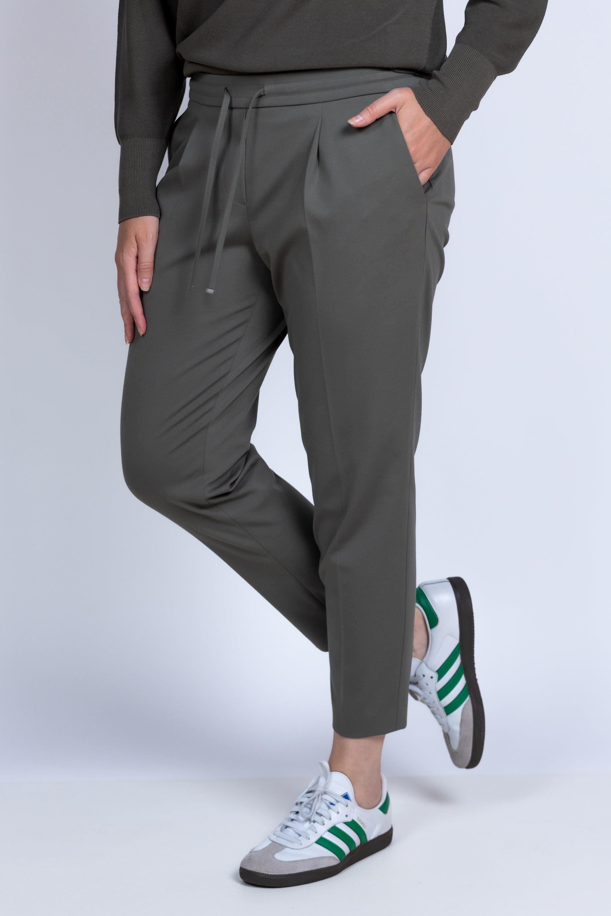 Broek met tailleband - Olijfgroen