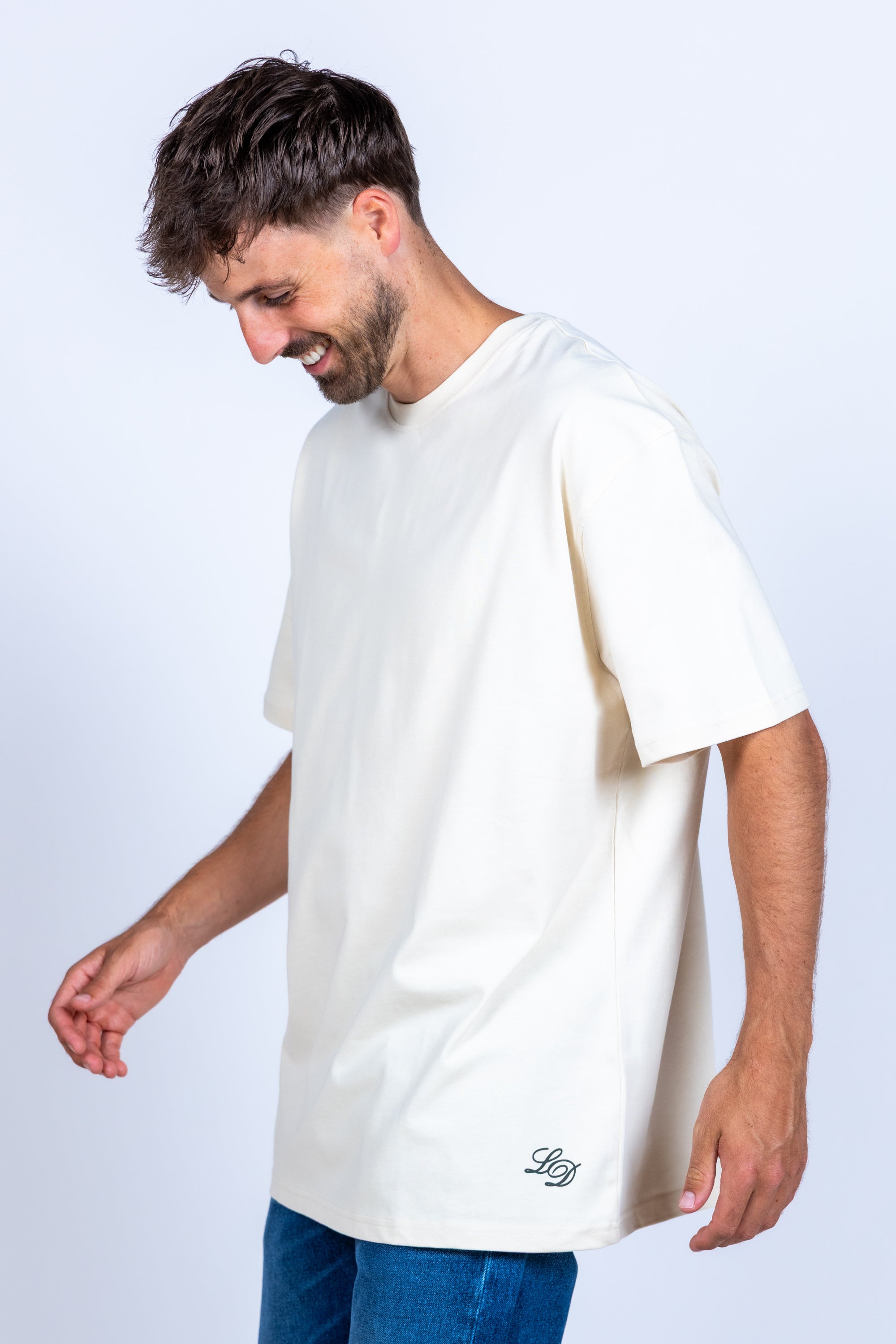 T-shirt met logo - Ecru
