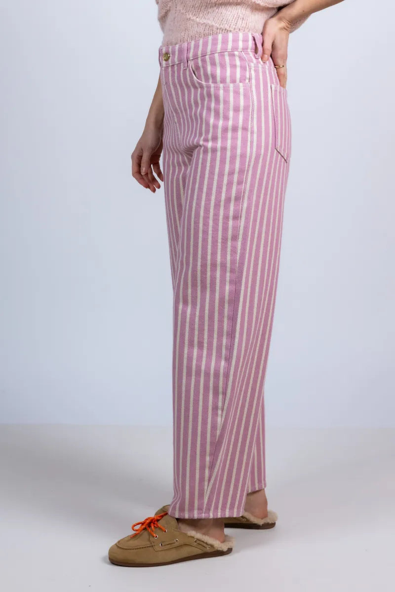 BY-BAR BY-BAR LEW PINK ROCKY Broek met strepen - Roze