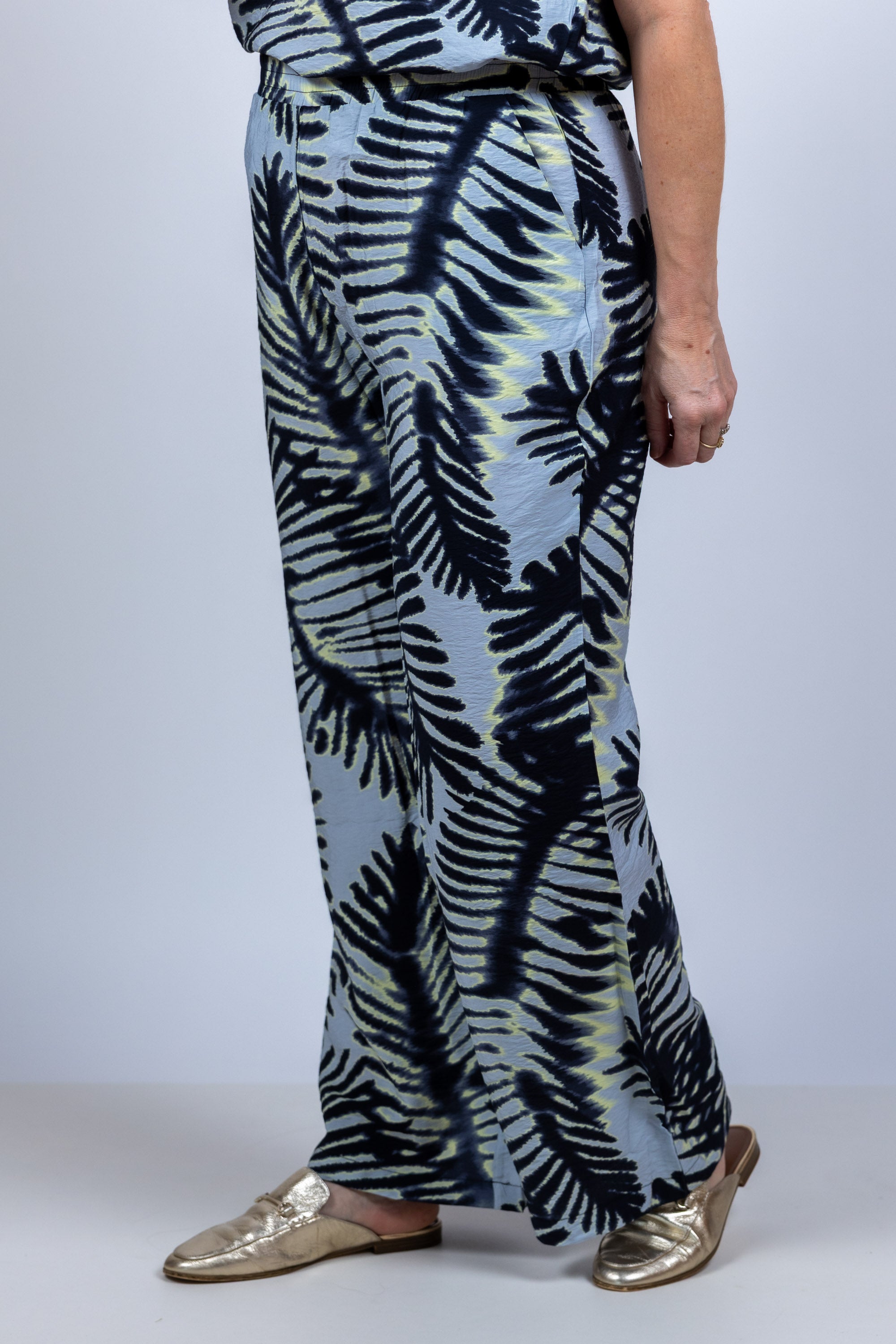 Wijde broek met print - Bleu