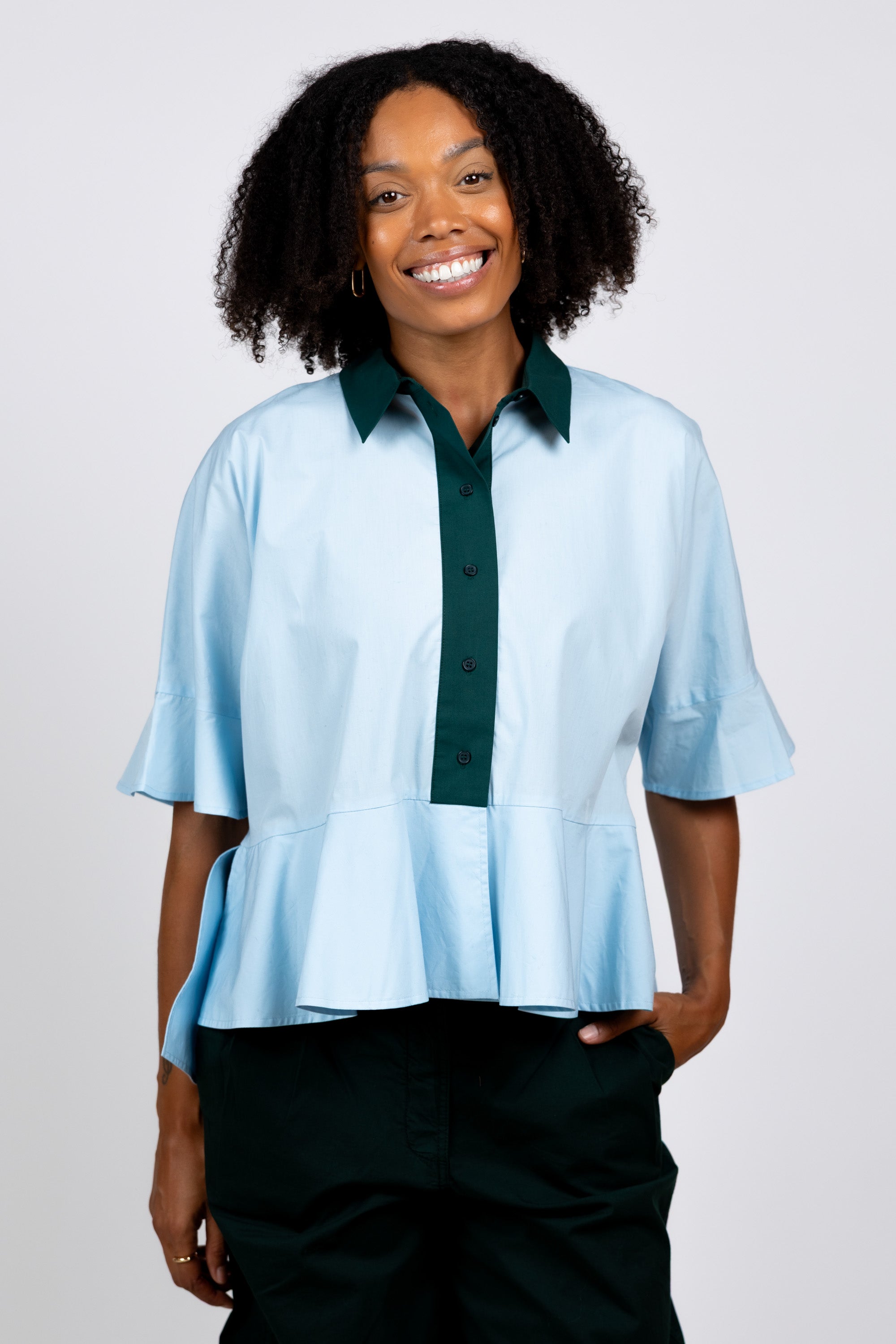 Getailleerde blouse - Bleu