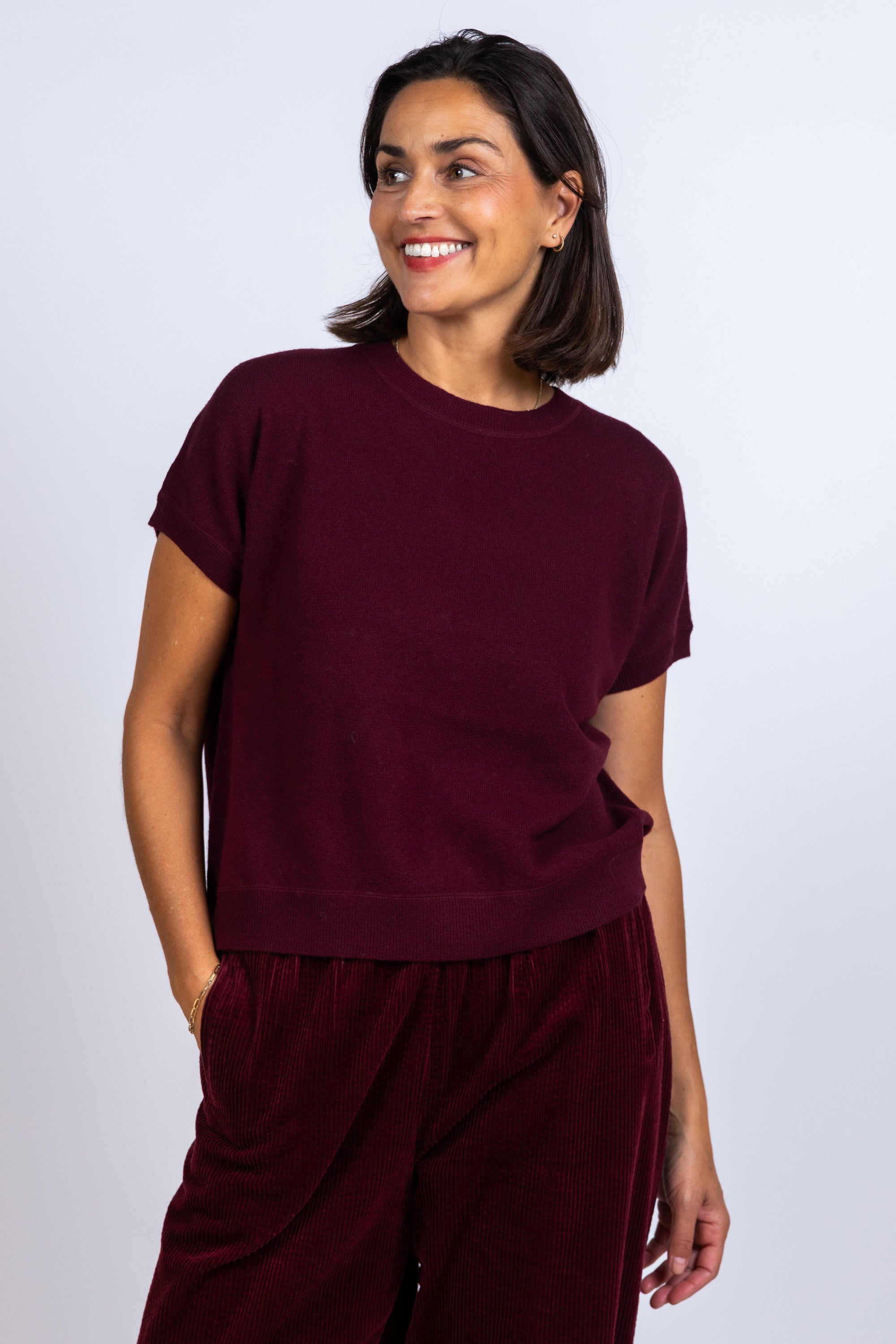 Trui met korte mouwen - Burgundy
