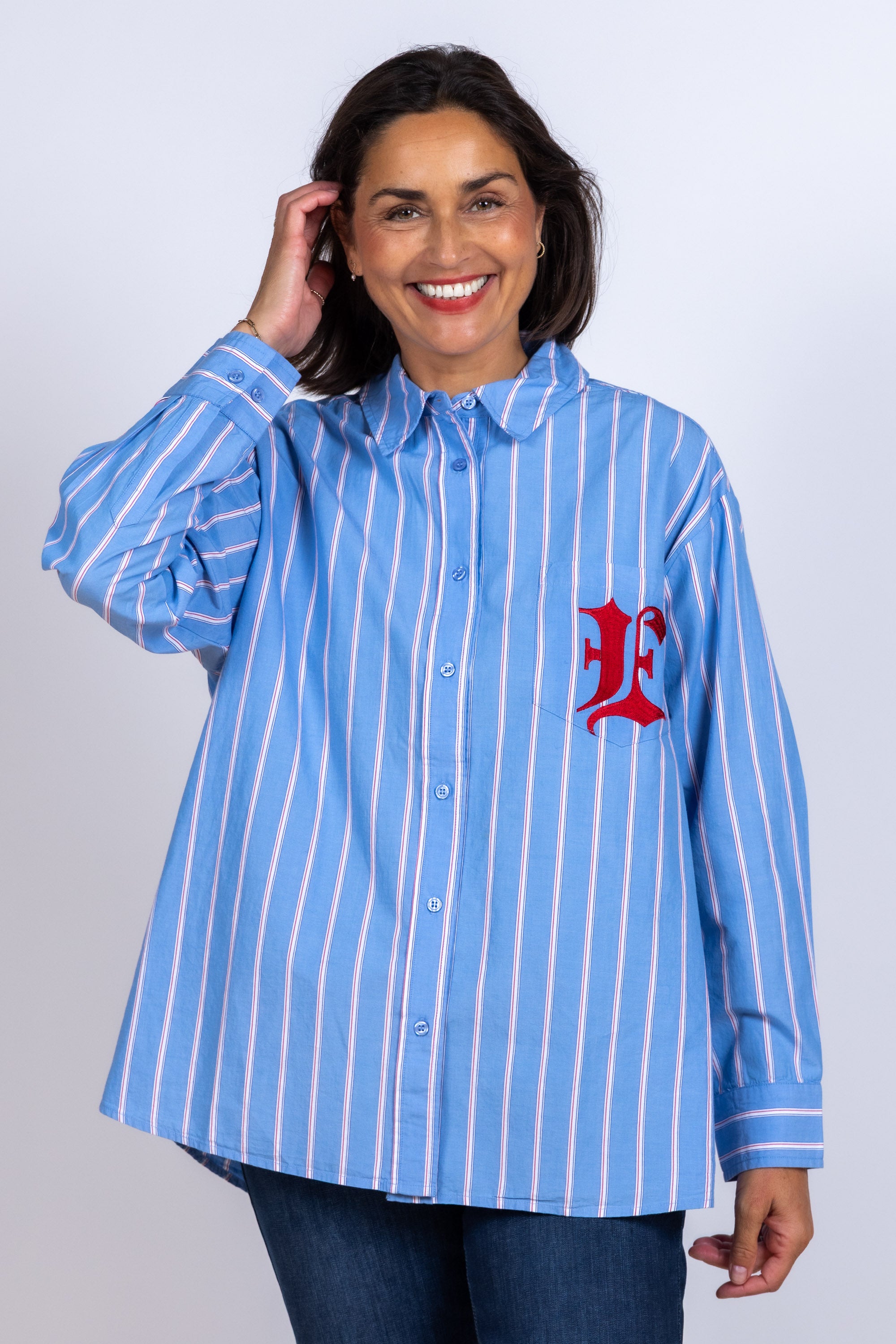 Blouse met strepen - Bleu