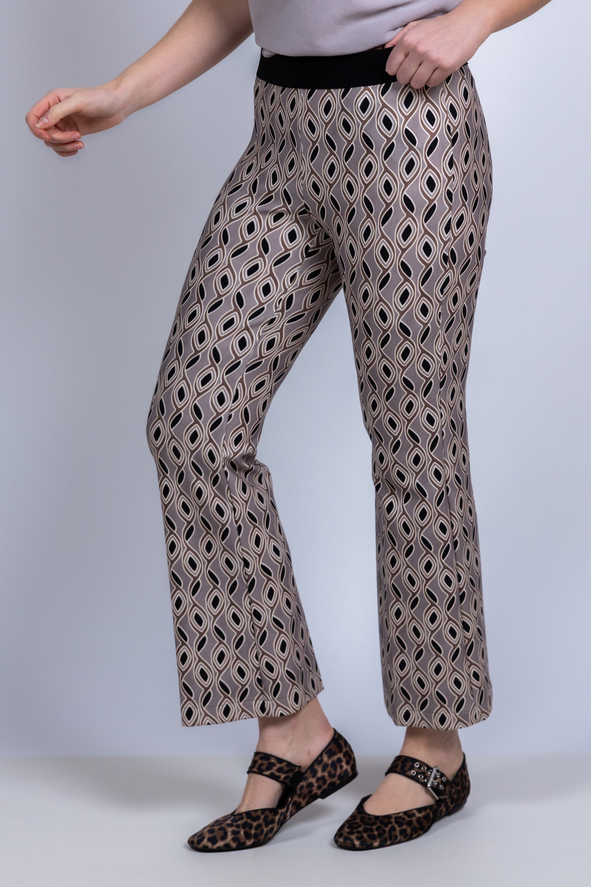 Broek met print - Licht taupe