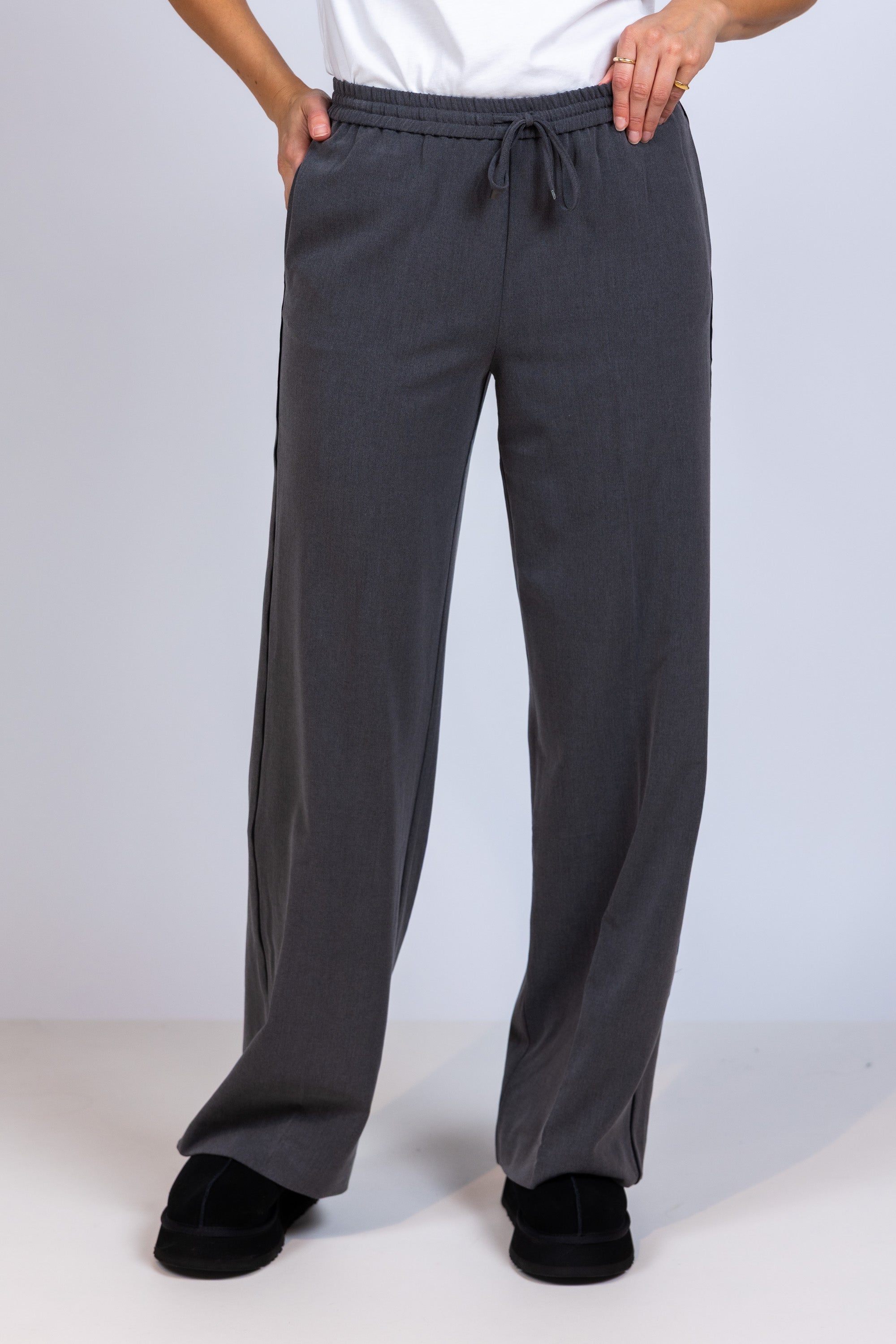 Broek met taillekoord - Antraciet