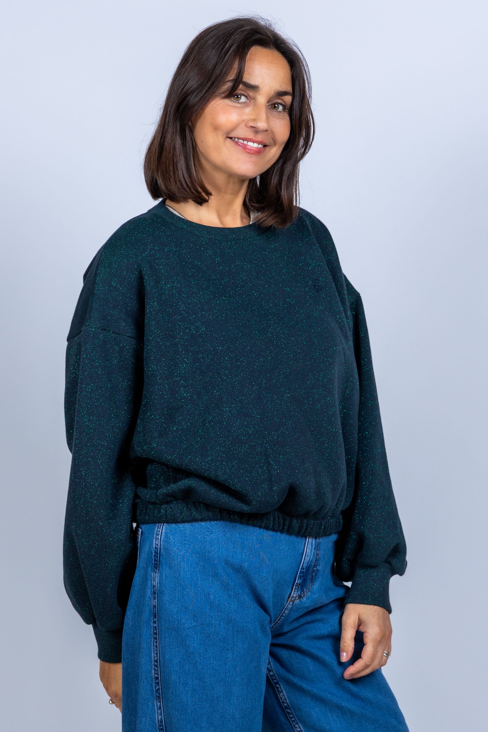 Sweater met elastische zoom - Marine